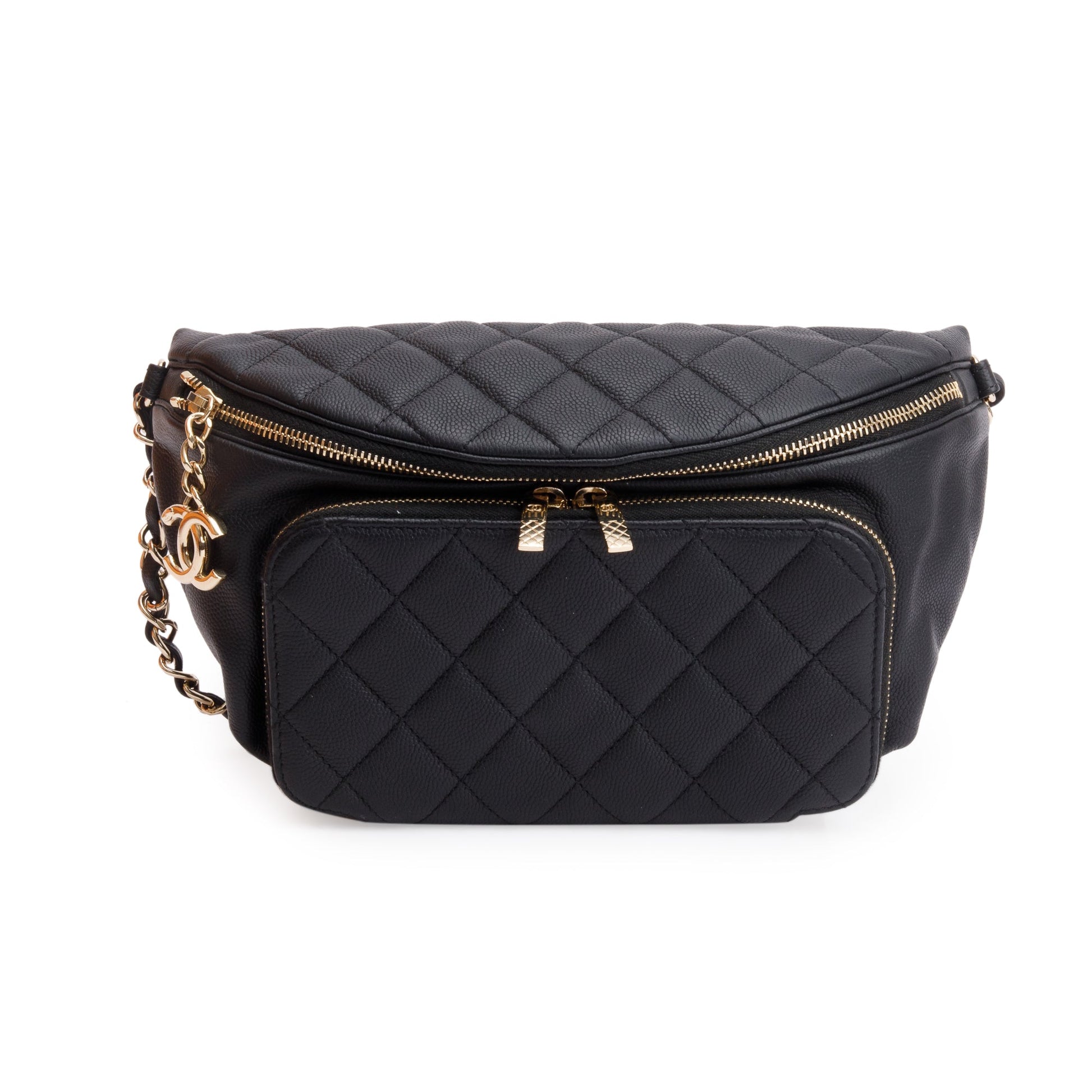 Chanel Caviar Affinity Waist Leather Black Travel Bag