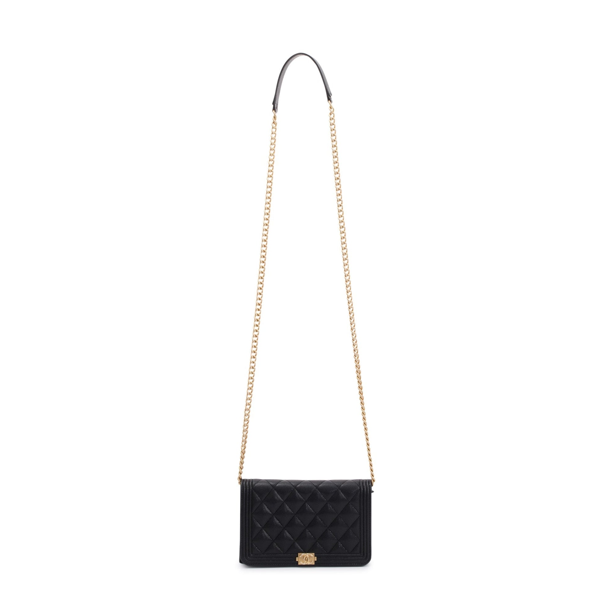 Chanel Caviar Boy on Leather Black Wallet Case
