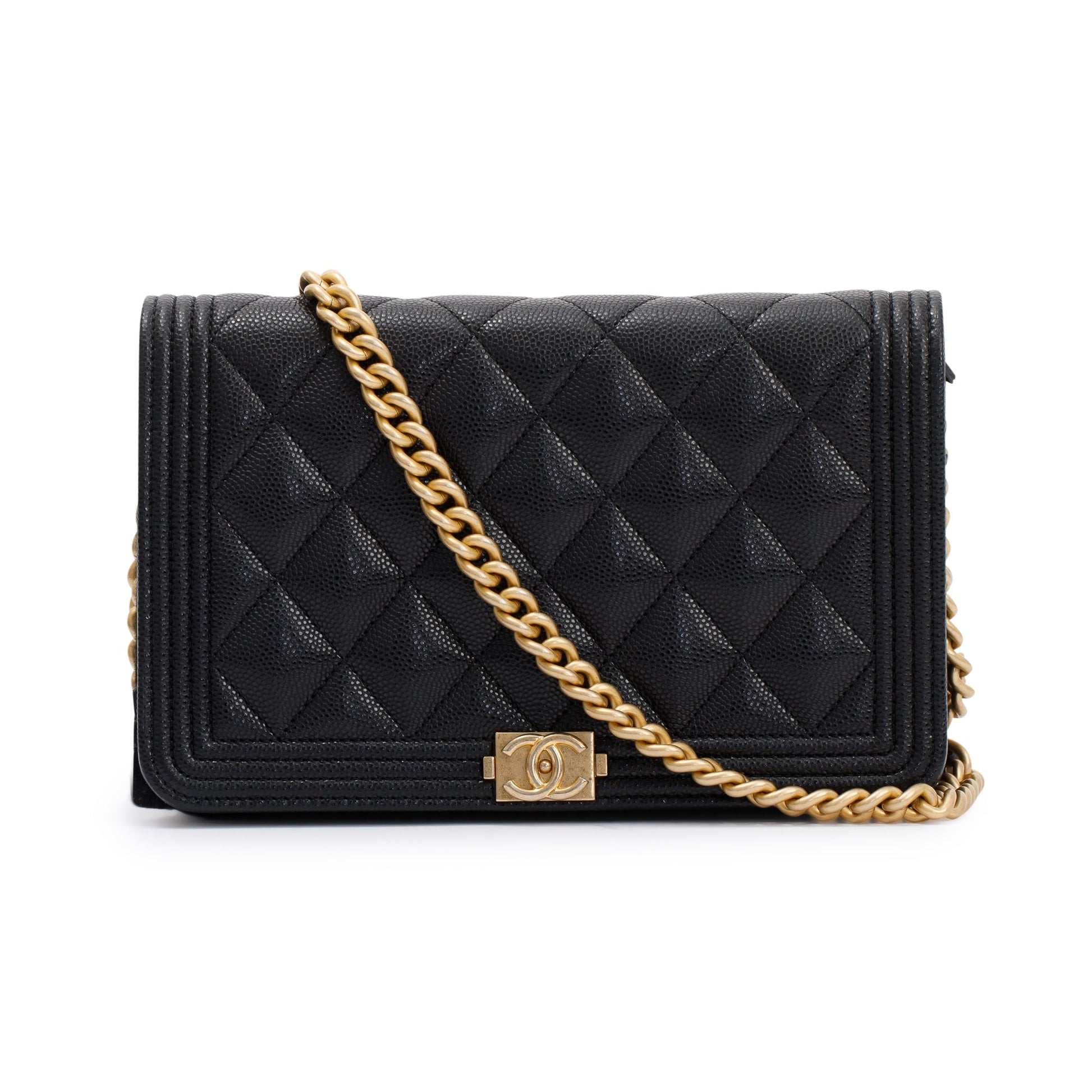 Chanel Caviar Boy on Leather Black Wallet Case