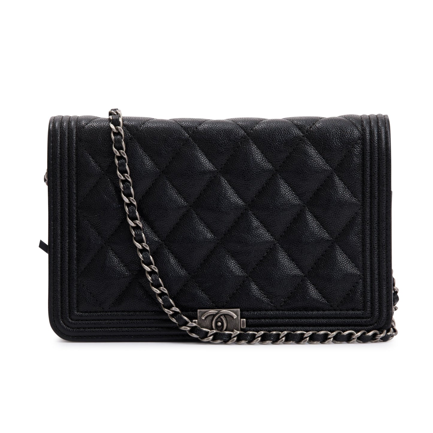 Chanel Caviar Boy on Leather Black Wallet Case Authenticity Card