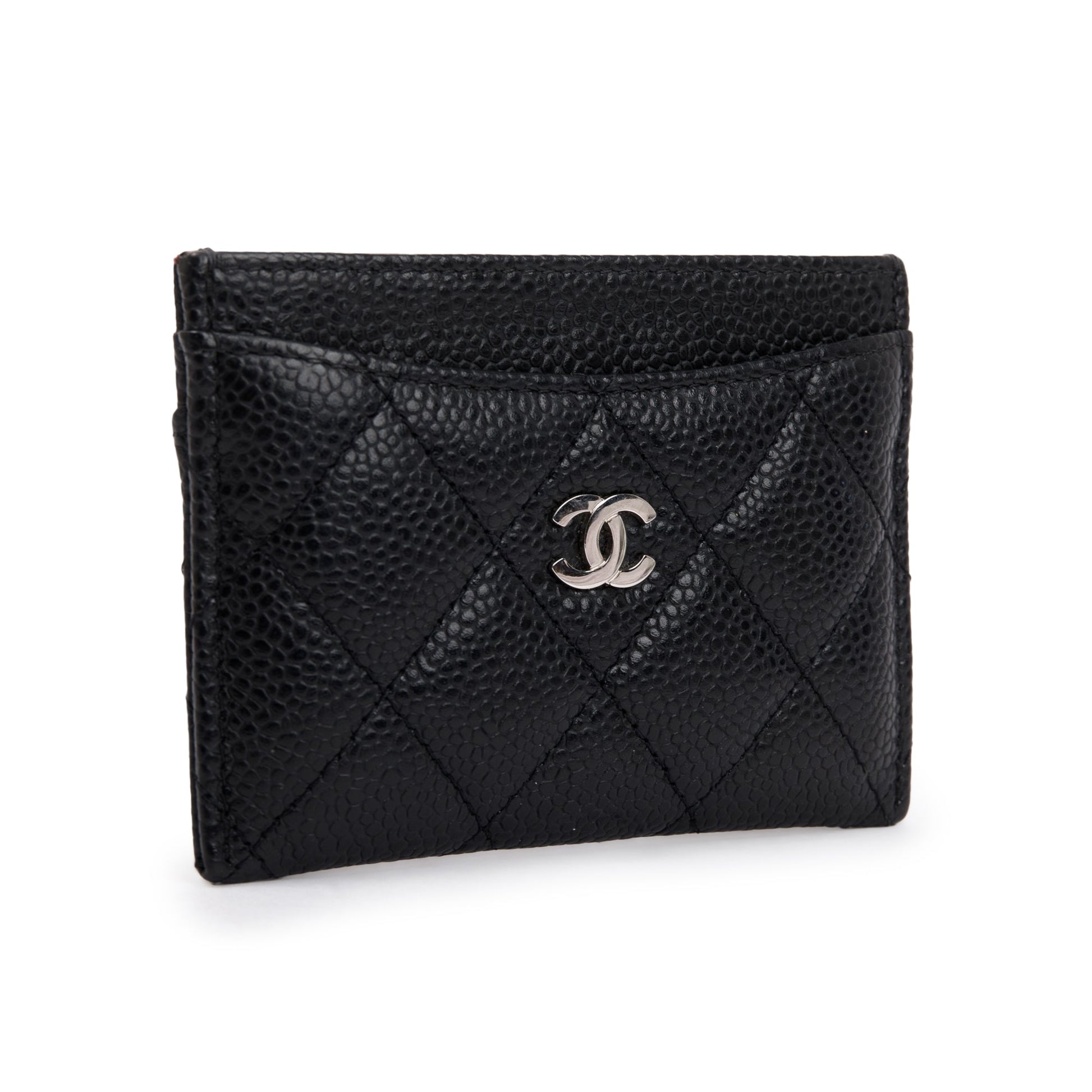 Chanel Caviar Classic Card Holder Leather Black Wallet Case Card Holder
