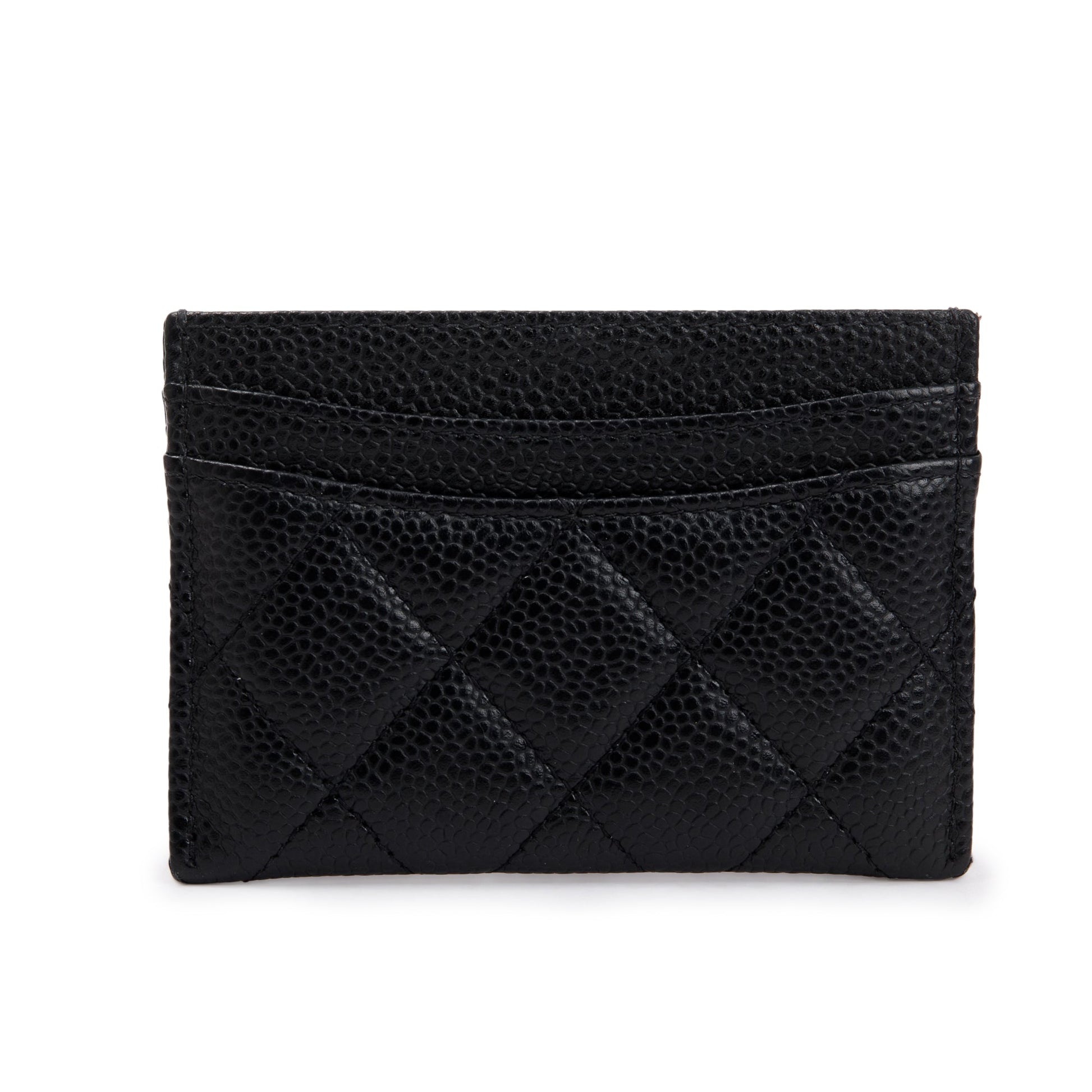 Chanel Caviar Classic Card Holder Leather Black Wallet Case Card Holder