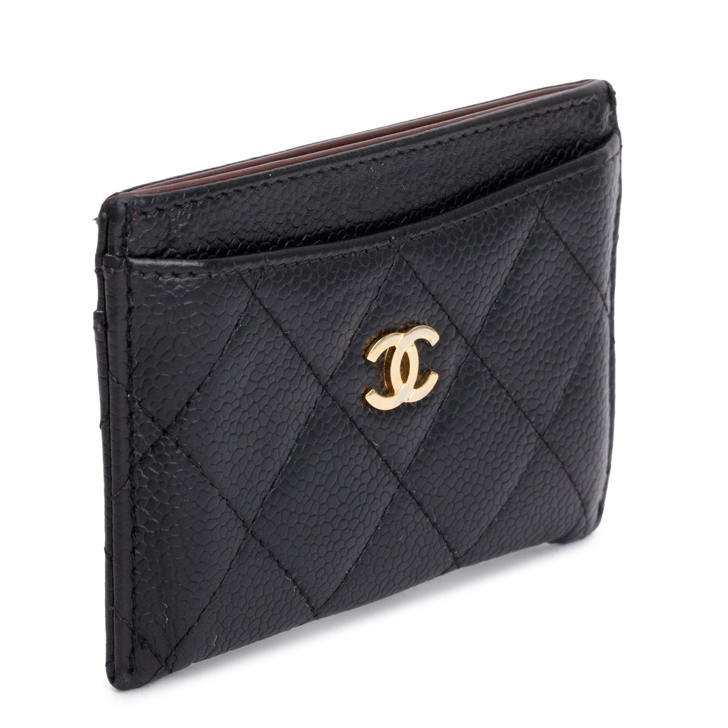 Chanel Caviar Classic Card Holder Leather Black Wallet Case Authenticity Card