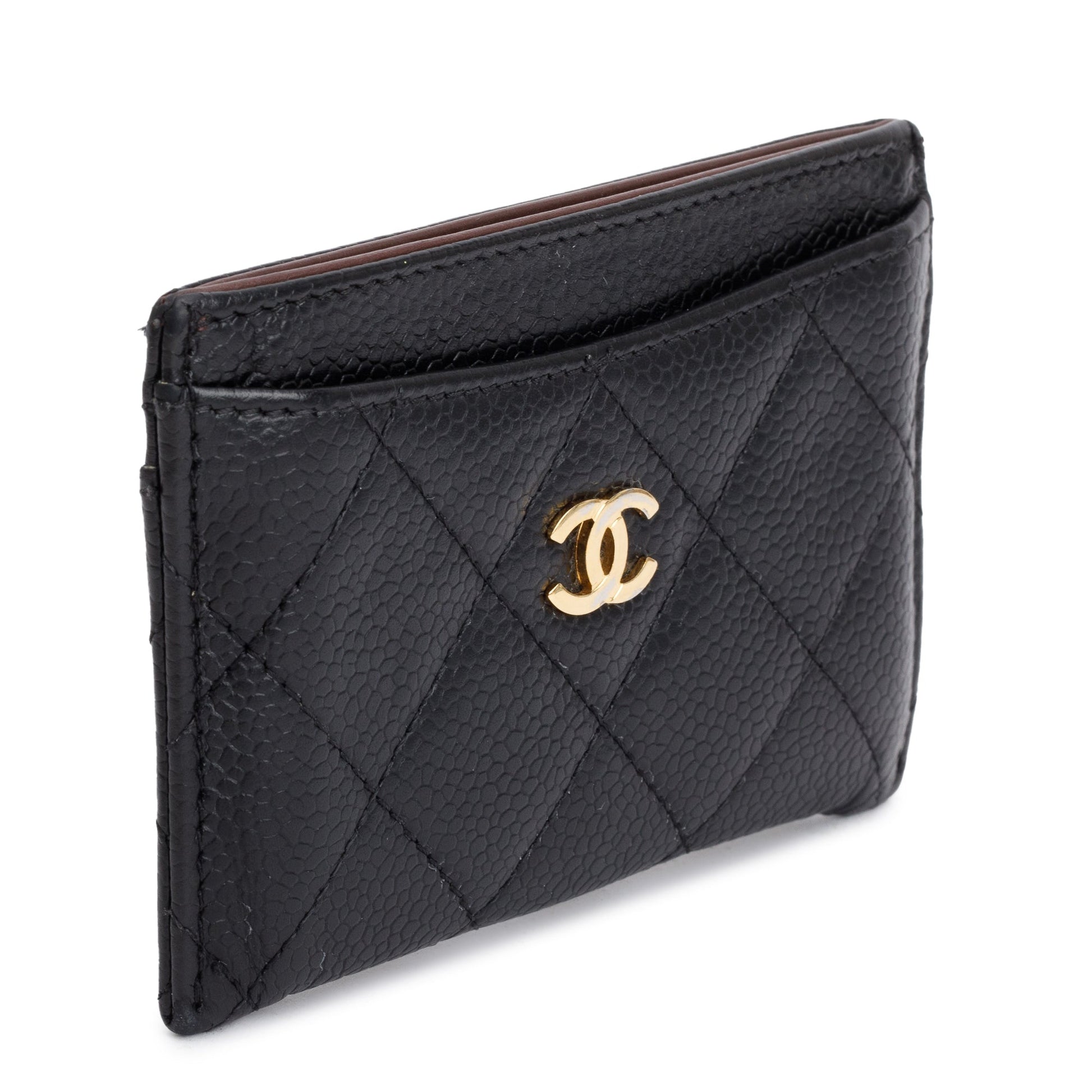 Chanel Caviar Classic Card Holder Leather Black Wallet Case Authenticity Card