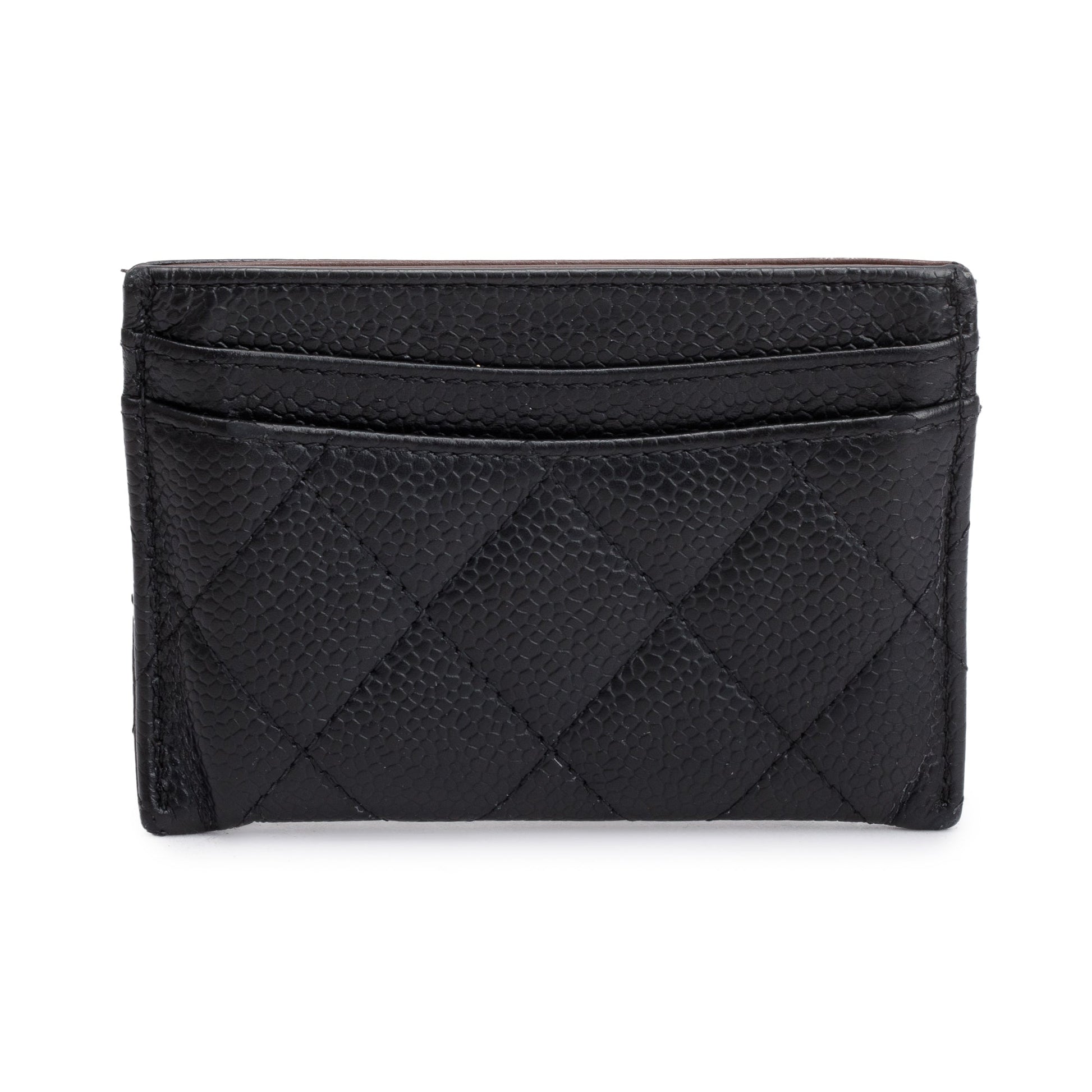 Chanel Caviar Classic Card Holder Leather Black Wallet Case Authenticity Card