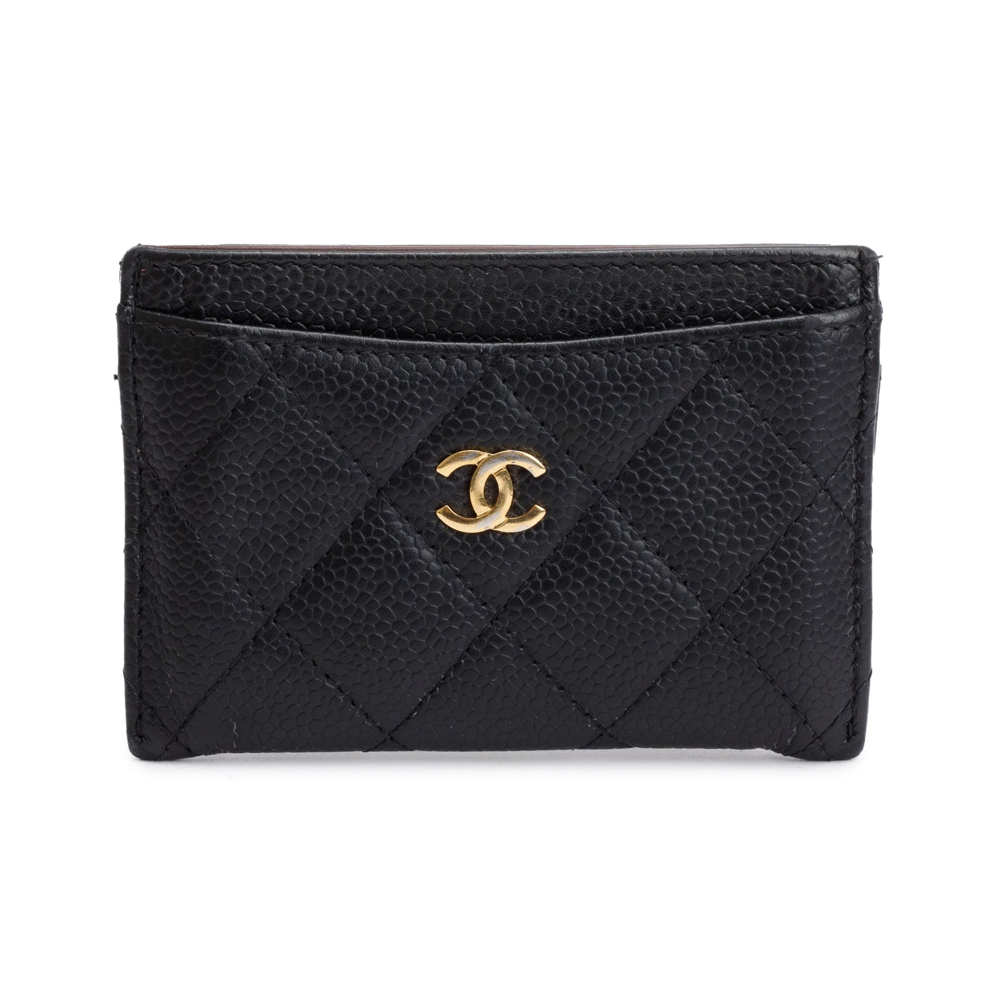 Chanel Caviar Classic Card Holder Leather Black Wallet Case Authenticity Card