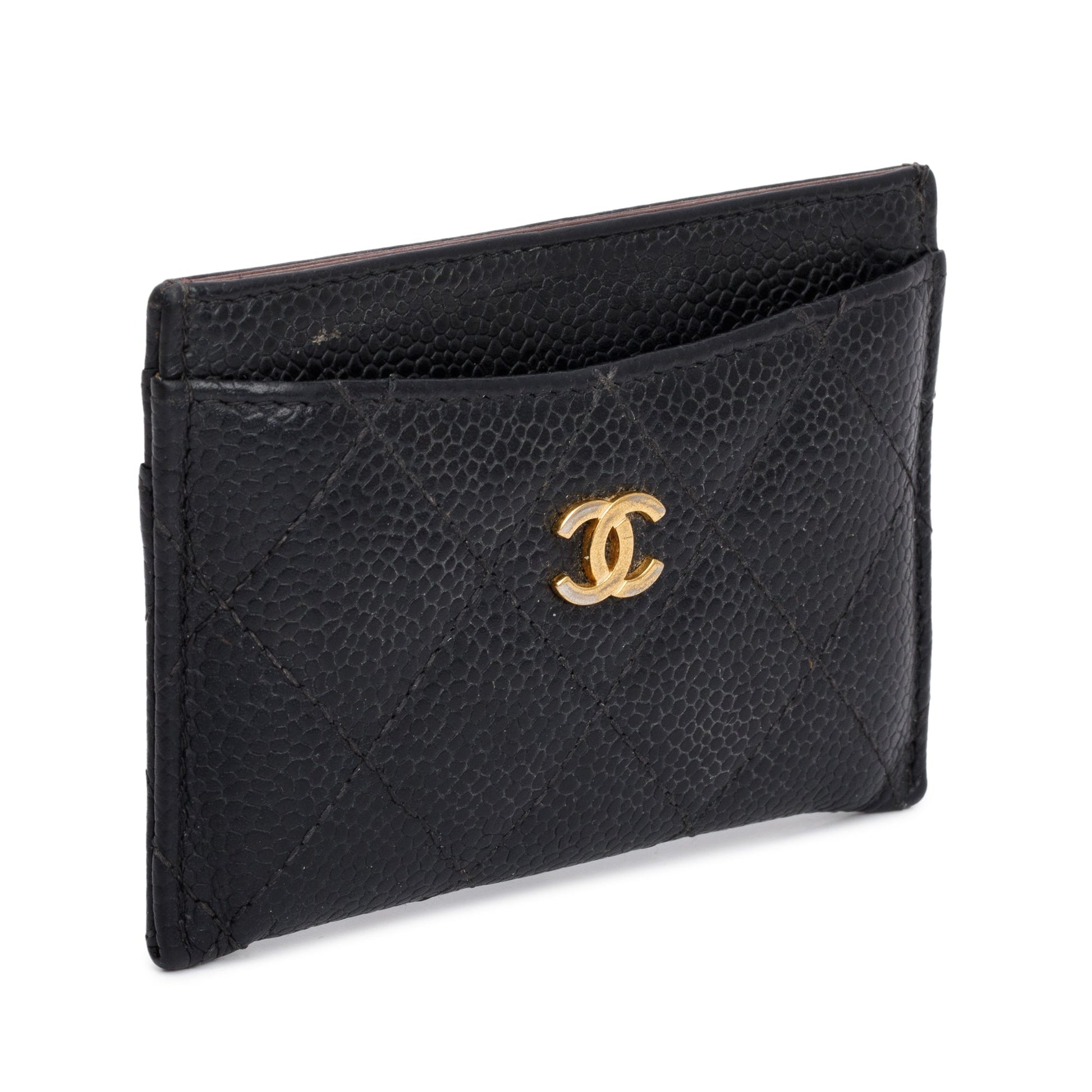 Chanel Caviar Classic Card Holder Leather Black Wallet Case 7