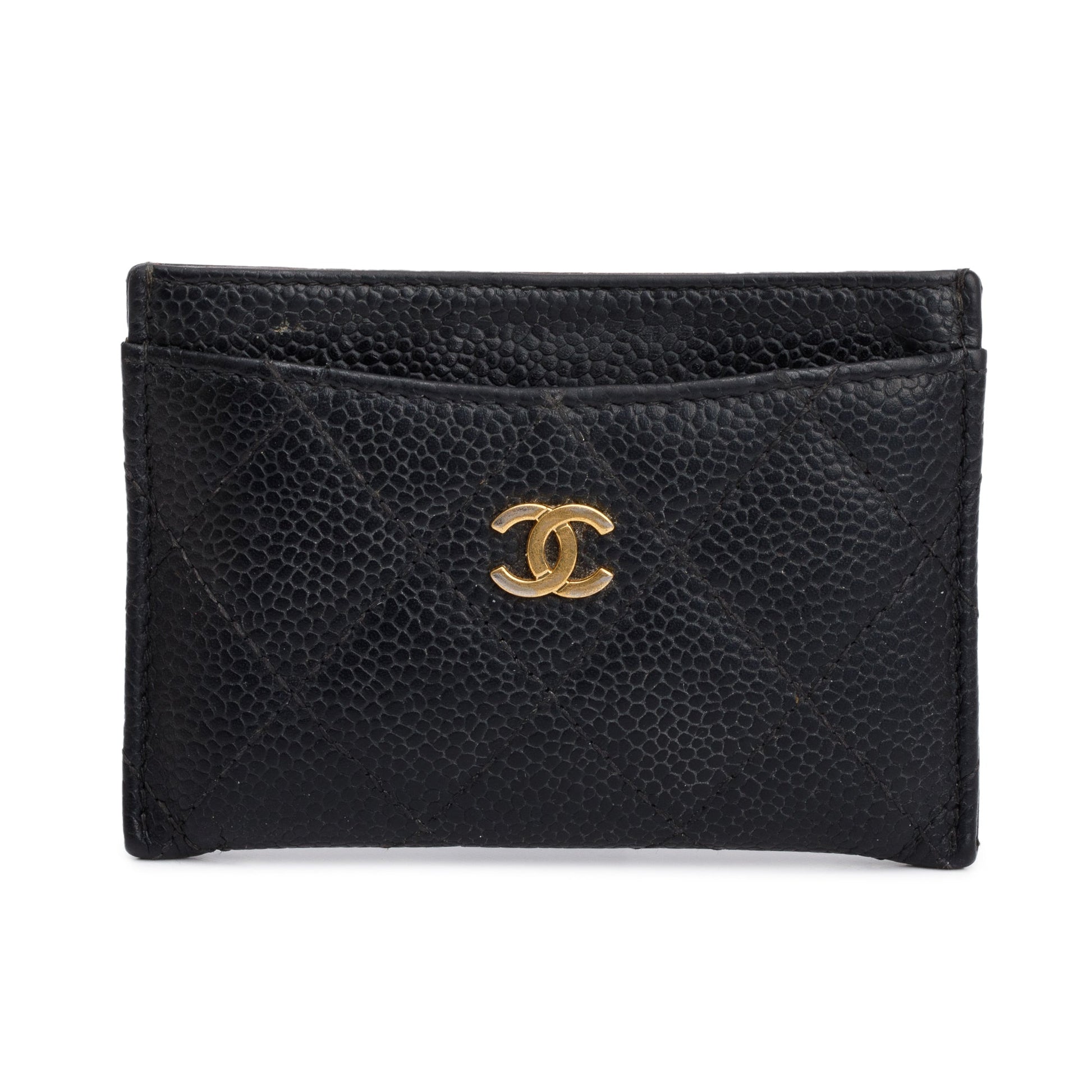Chanel Caviar Classic Card Holder Leather Black Wallet Case 7