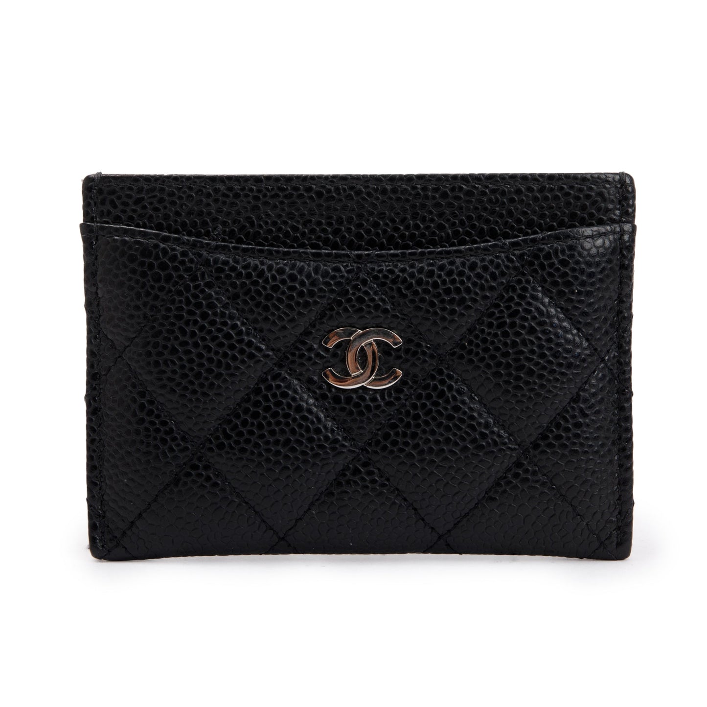 Chanel Caviar Classic Card Holder Leather Black Wallet Case Card Holder