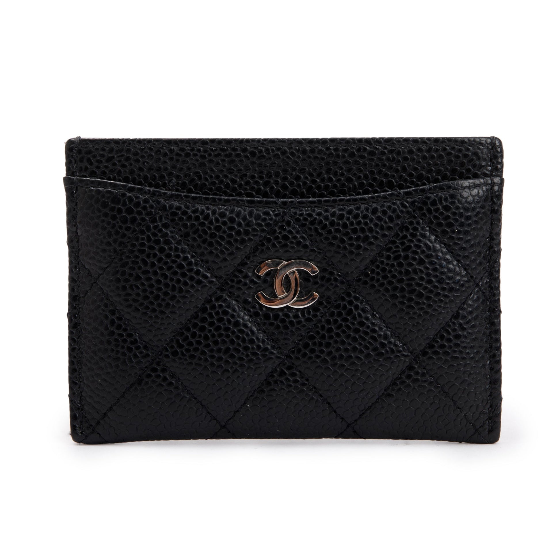 Chanel Caviar Classic Card Holder Leather Black Wallet Case Card Holder