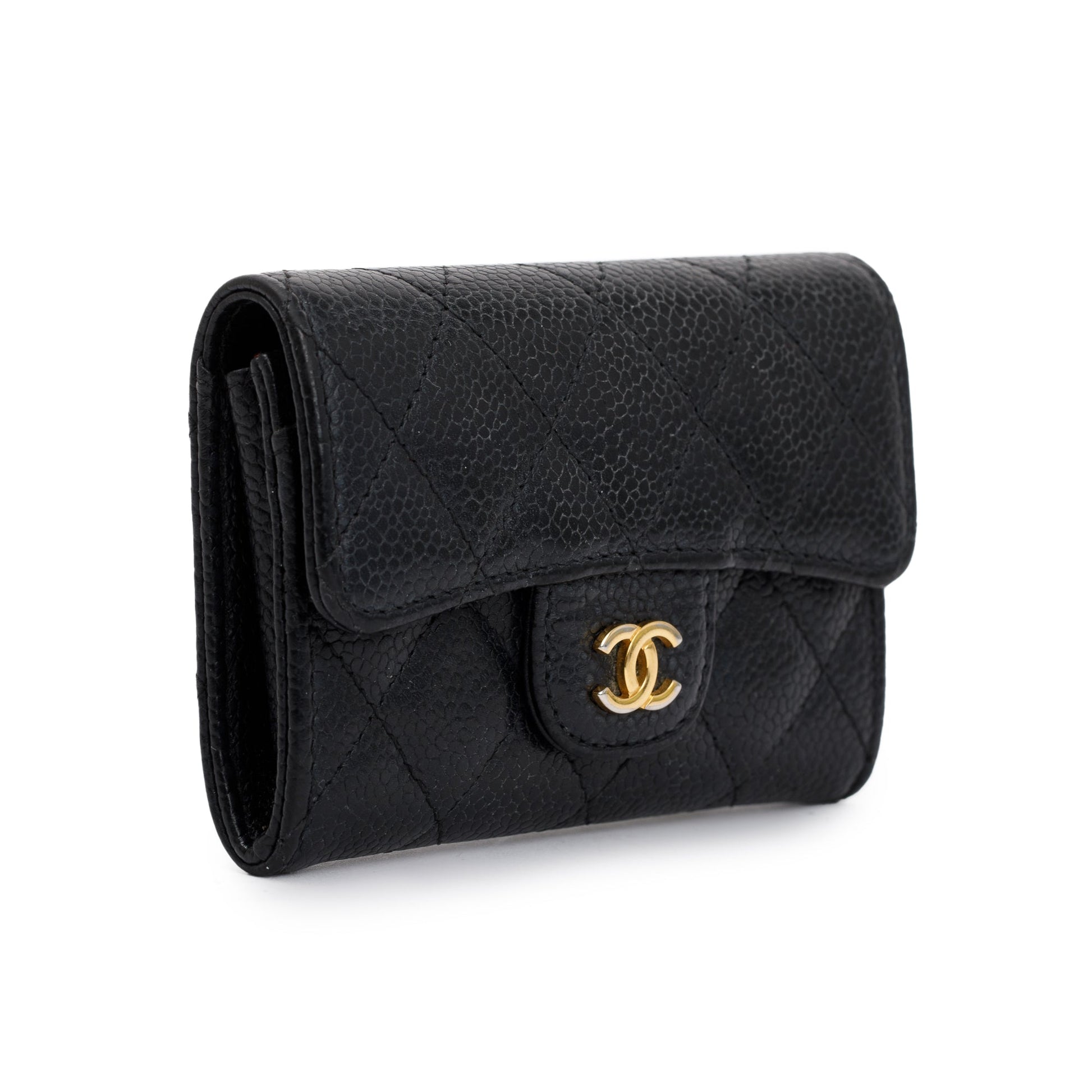 Chanel Caviar Classic Flap Card Holder Leather Black Wallet Case Authenticity Card