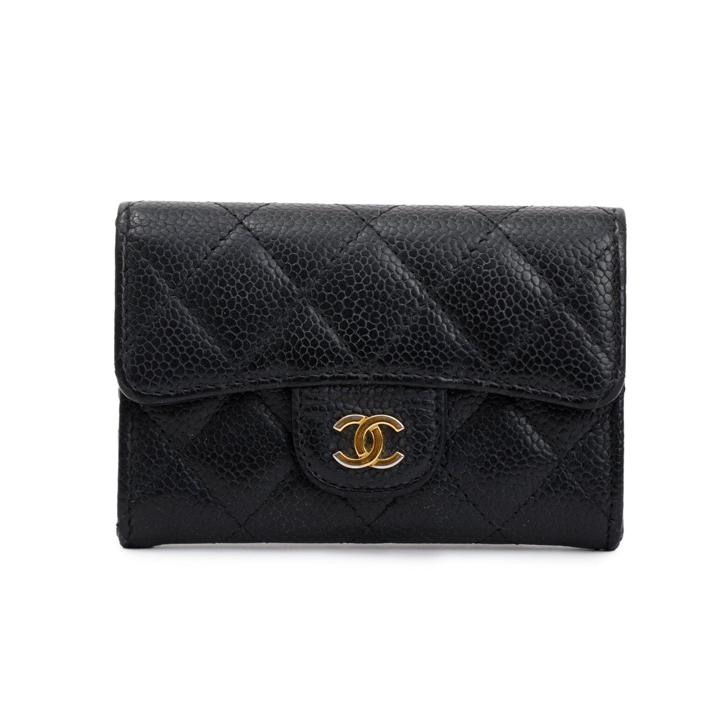 Chanel Caviar Classic Flap Card Holder Leather Black Wallet Case Authenticity Card