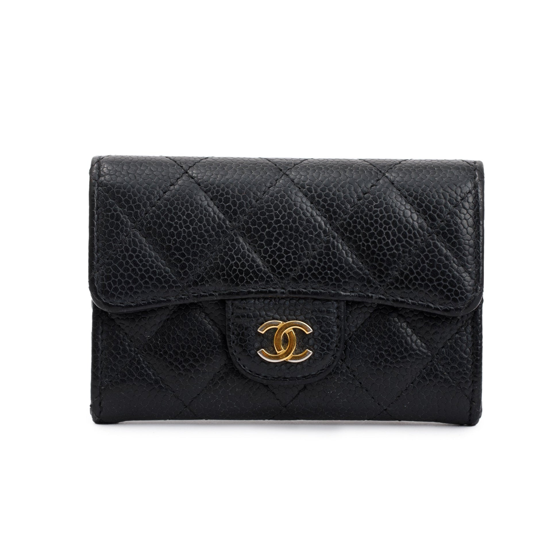 Chanel Caviar Classic Flap Card Holder Leather Black Wallet Case Authenticity Card
