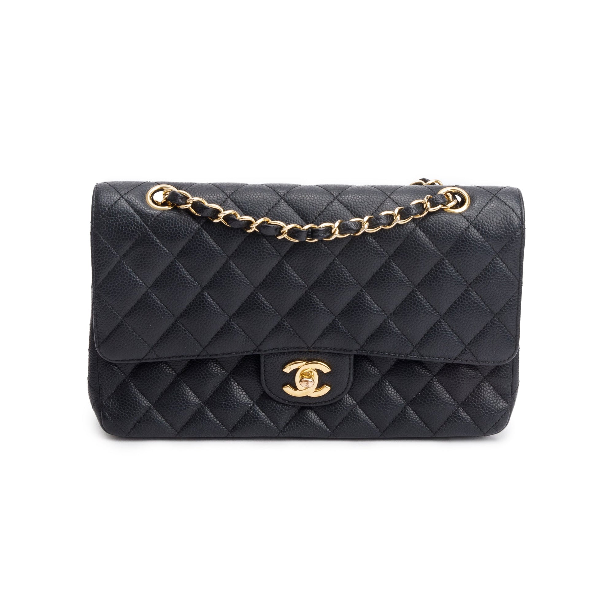 Chanel Caviar Classic Double Flap Leather Black Travel Bag 9