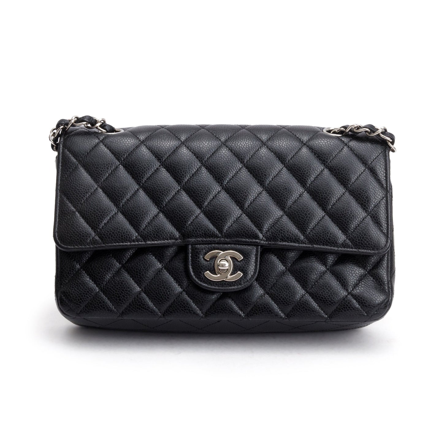 Chanel Caviar Classic Double Flap Leather Black Travel Bag Flap Bag