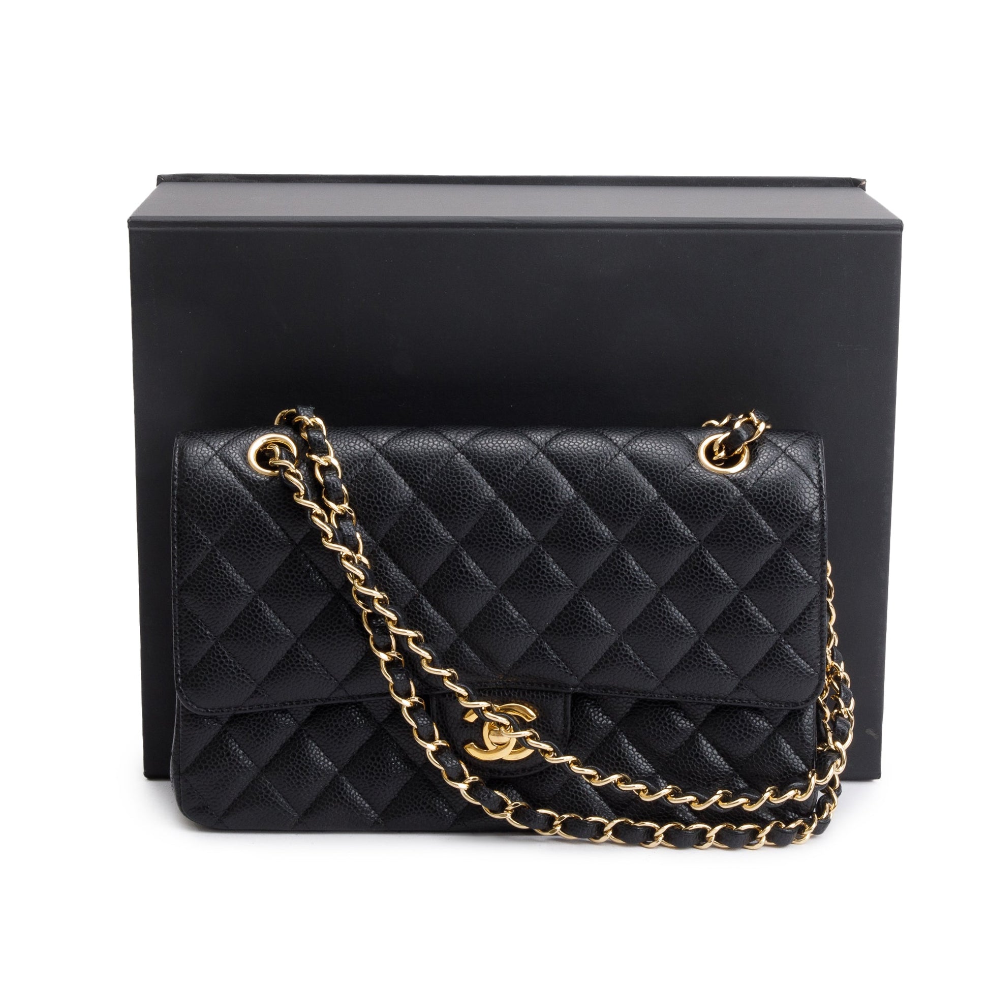 Chanel Caviar Classic Double Flap Leather Black Travel Bag 7