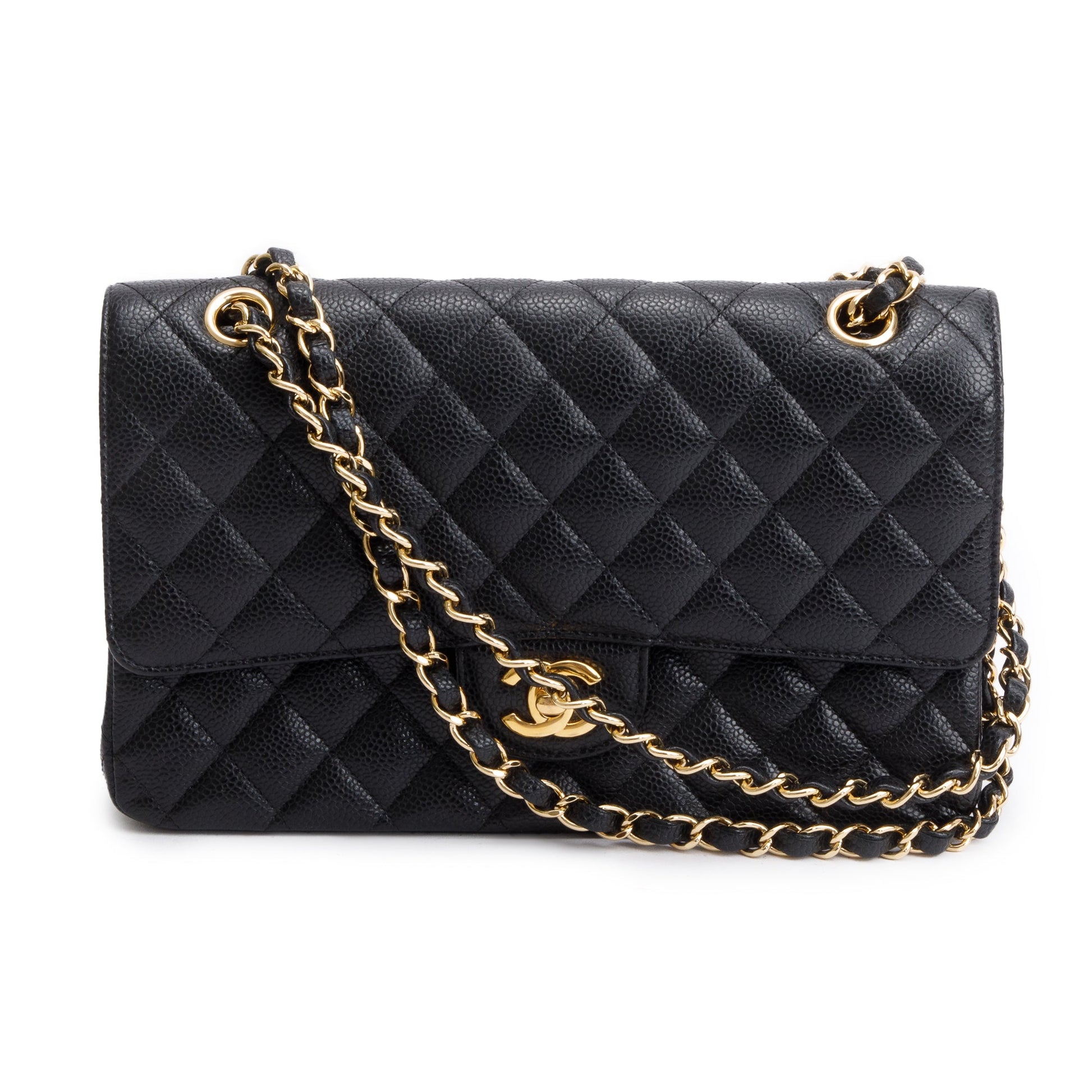 Chanel Caviar Classic Double Flap Leather Black Travel Bag 7