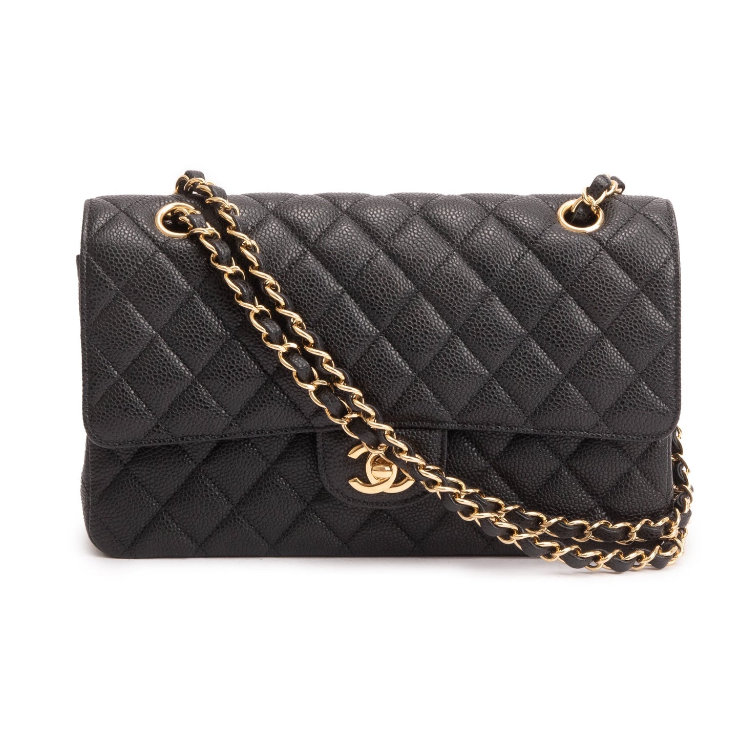 Chanel Caviar Classic Double Flap Leather Black Travel Bag 6