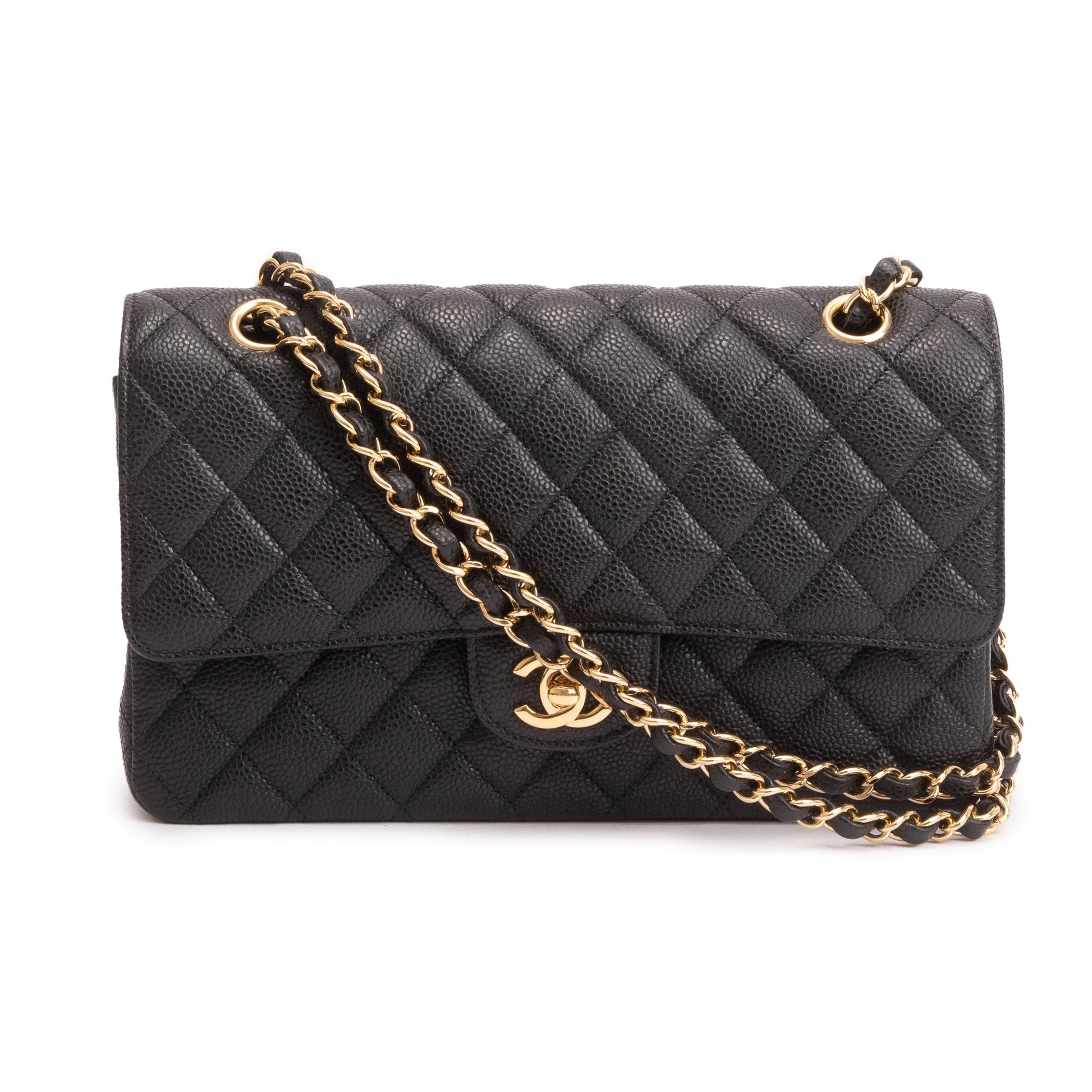 Chanel Caviar Classic Double Flap Leather Black Travel Bag 6