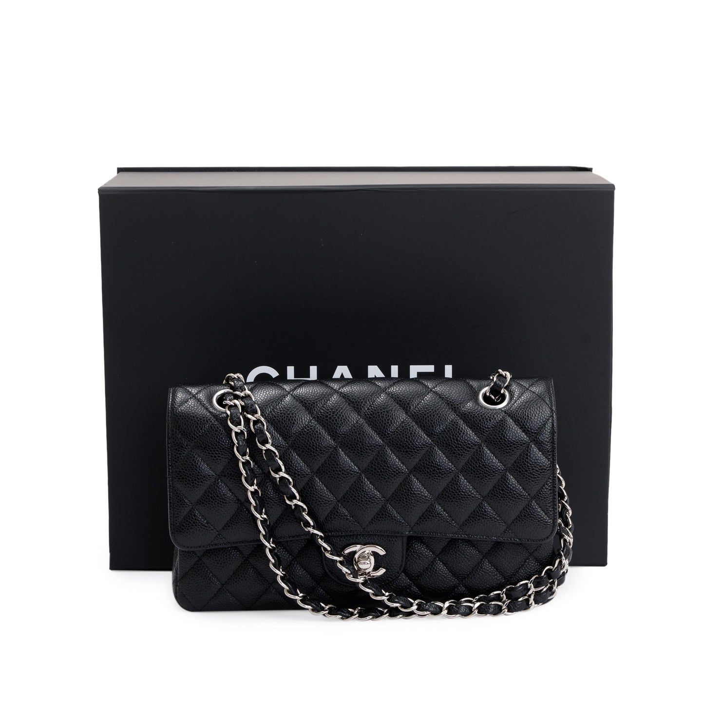 Chanel Caviar Classic Double Flap Leather Black Travel Bag