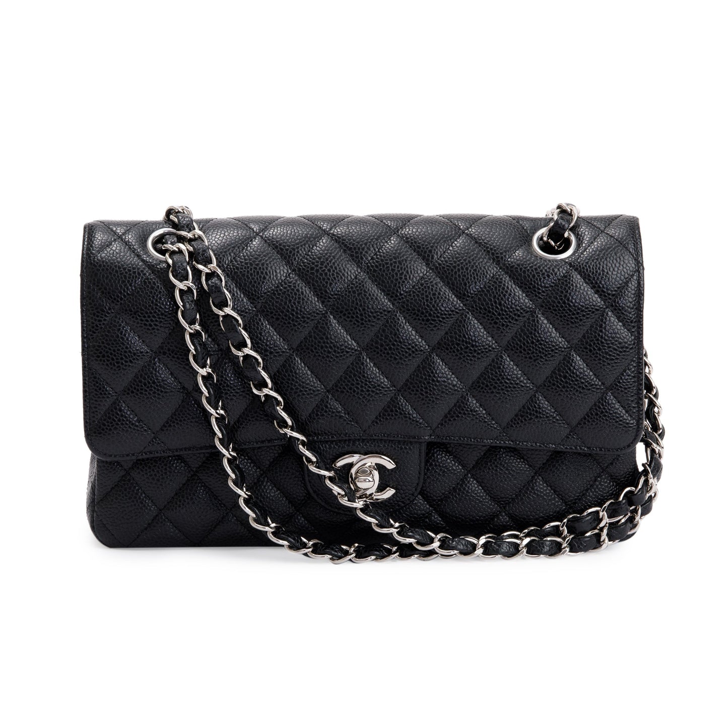 Chanel Caviar Classic Double Flap Leather Black Travel Bag
