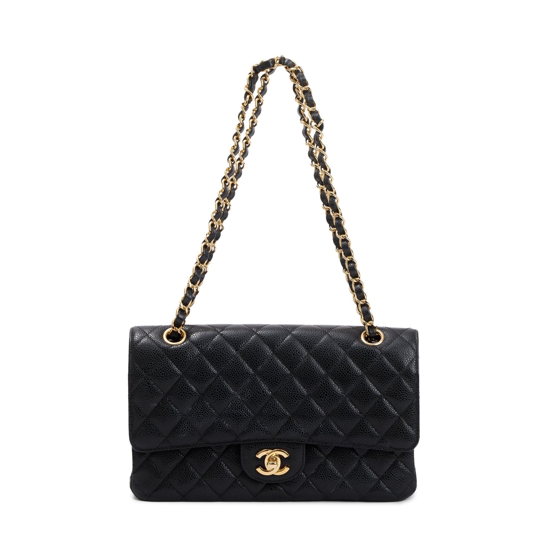 Chanel Caviar Classic Double Flap Leather Black Travel Bag 3