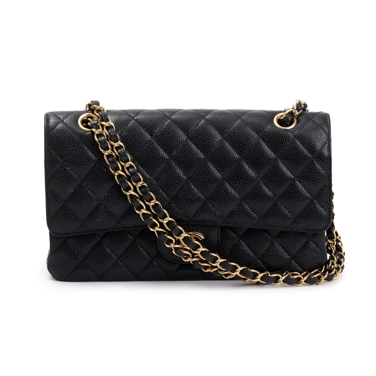 Chanel Caviar Classic Double Flap Leather Black Travel Bag 3