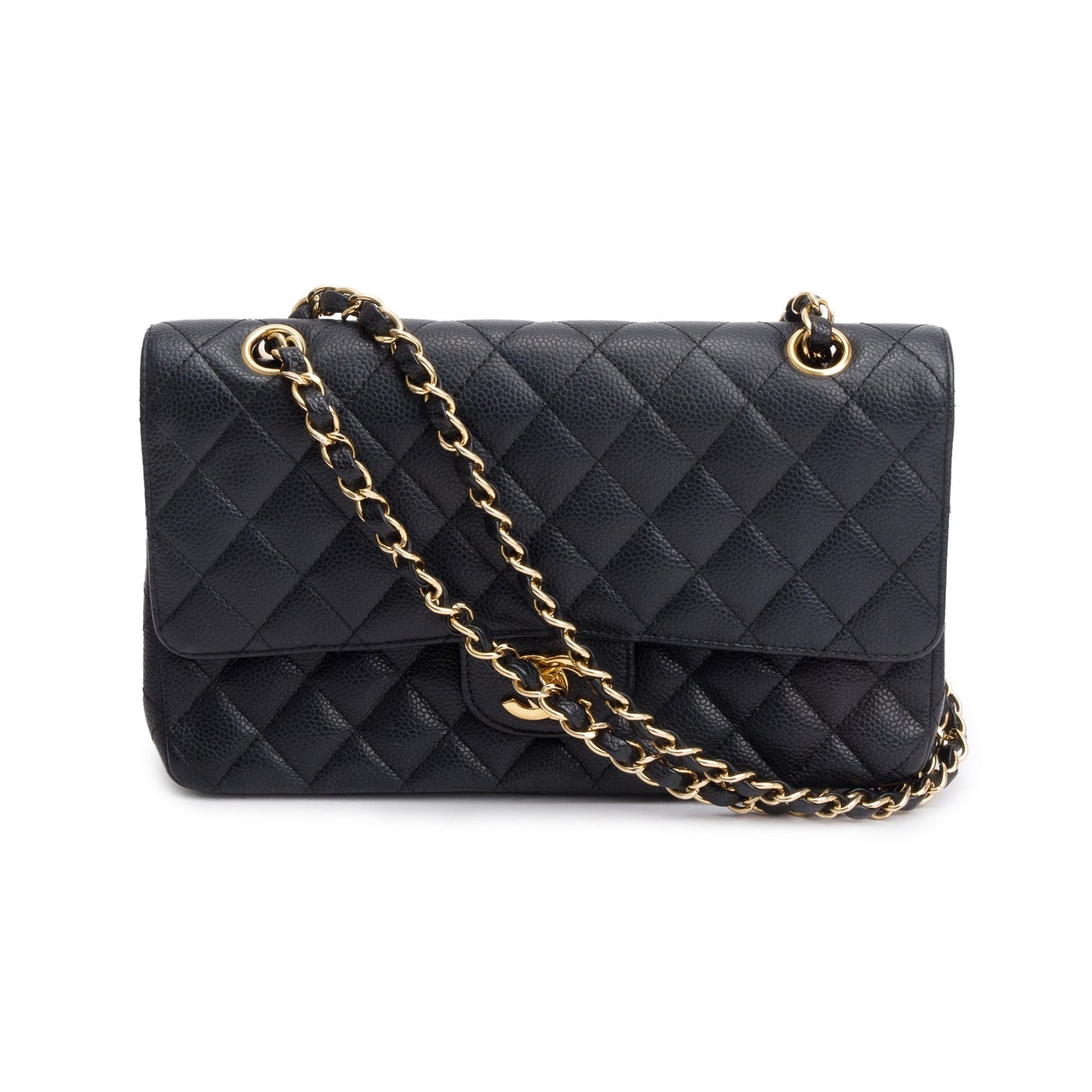 Chanel Caviar Classic Double Flap Leather Black Travel Bag 9