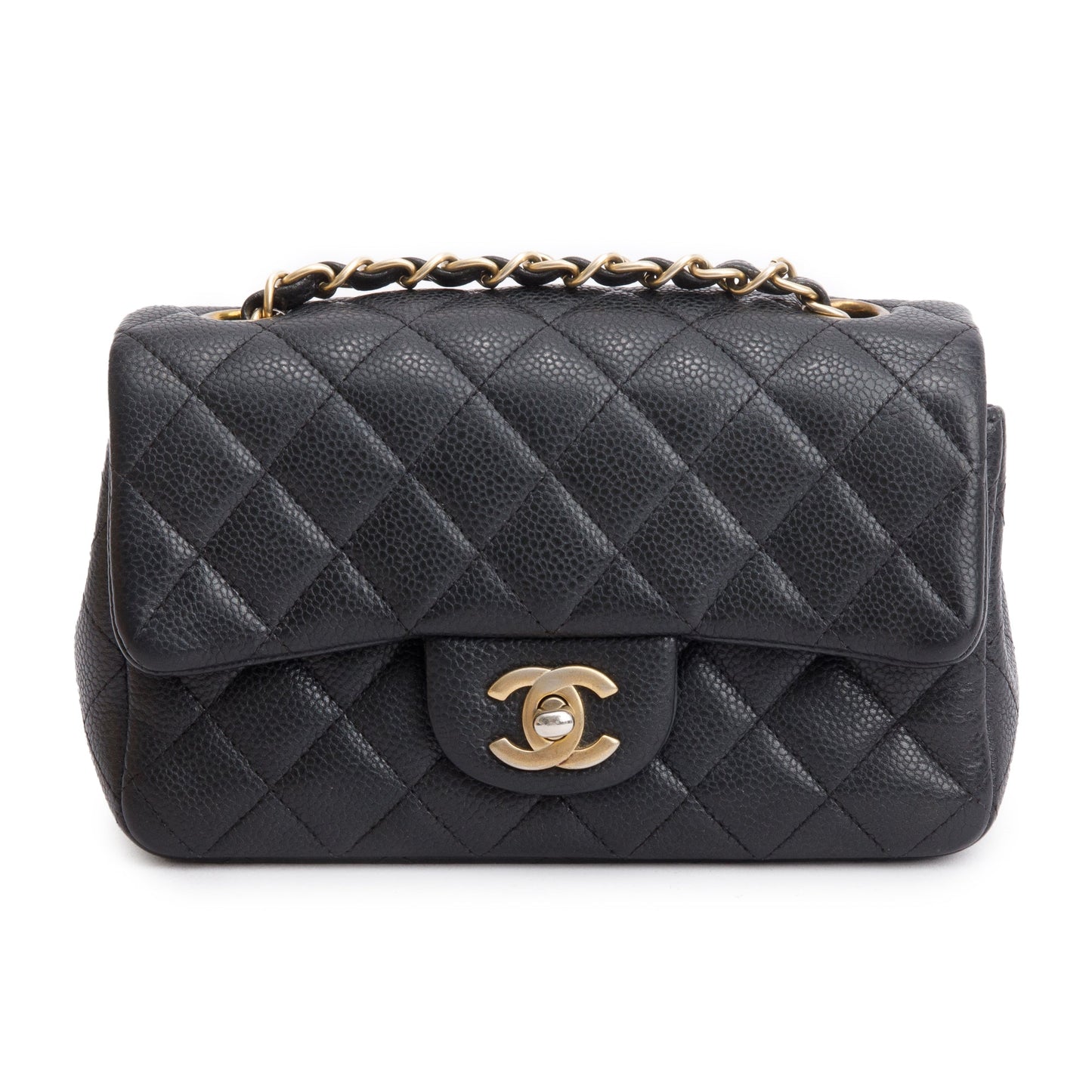 Chanel Caviar Classic Rectangular Flap Leather Black Travel Bag