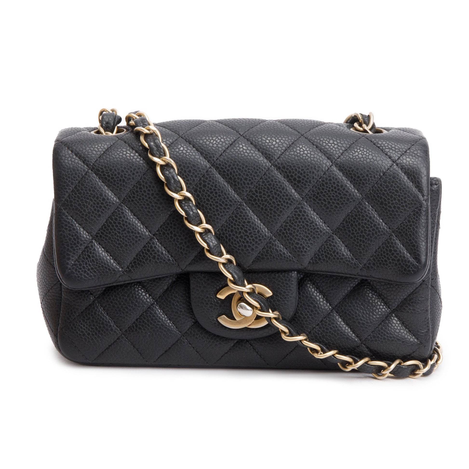 Chanel Caviar Classic Rectangular Flap Leather Black Travel Bag