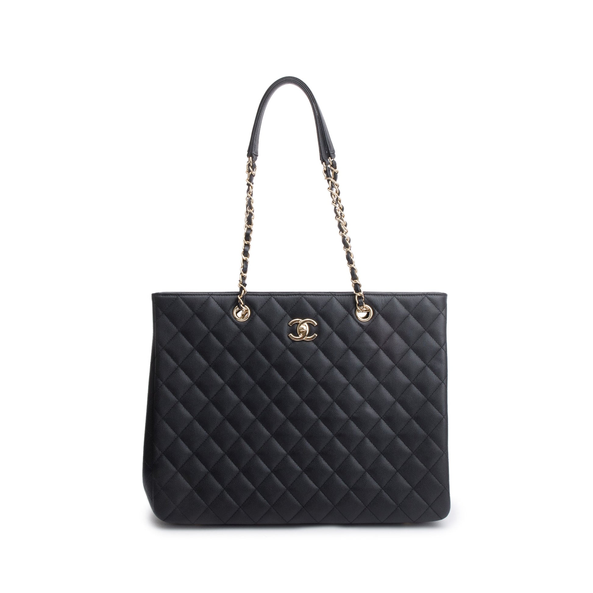 Chanel Caviar Classic Timeless Shopping Leather Black Travel Bag
