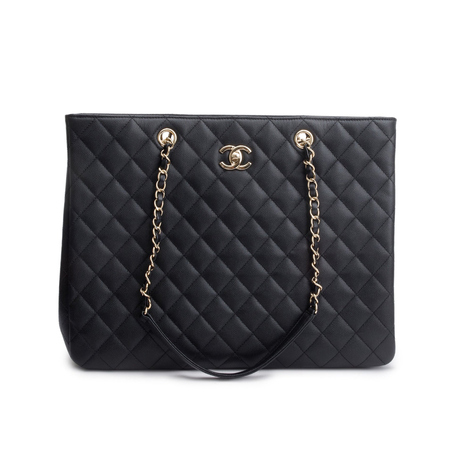 Chanel Caviar Classic Timeless Shopping Leather Black Travel Bag