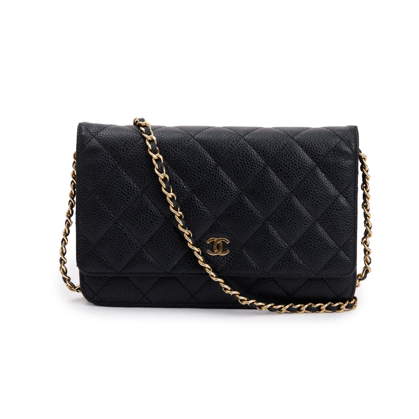 Chanel Caviar Classic on Leather Black Wallet Case