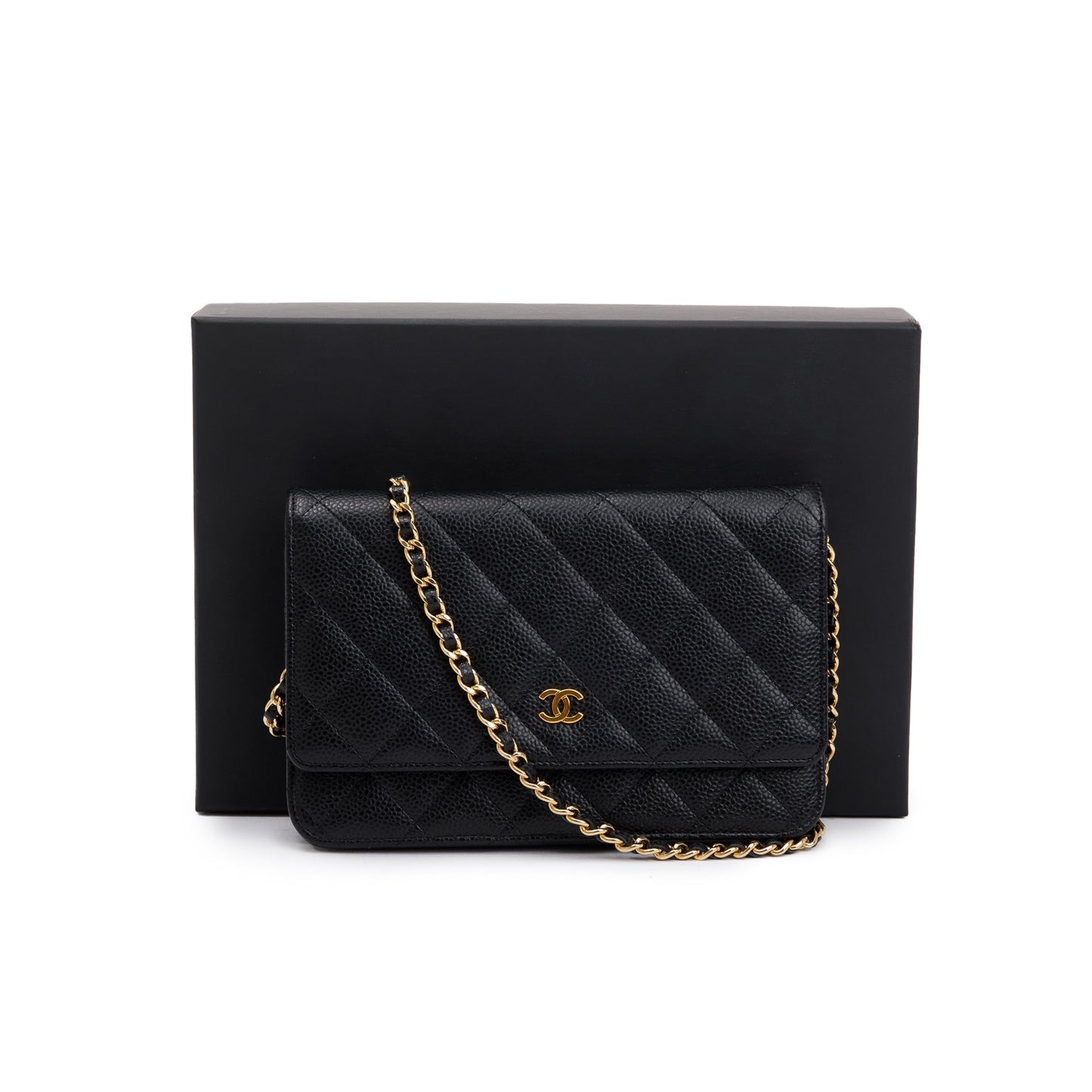 Chanel Caviar Classic on Leather Black Wallet Case Authenticity Card