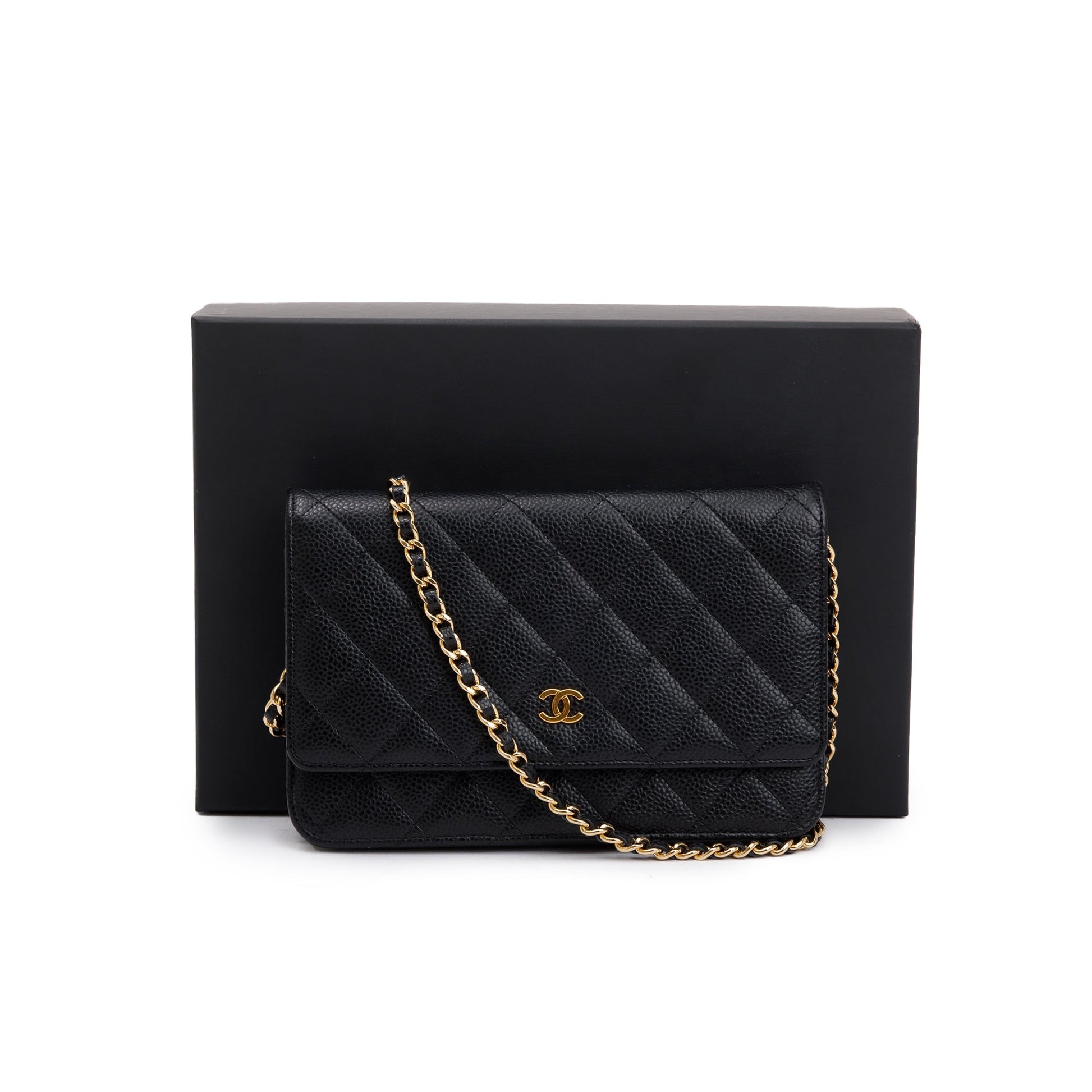 Chanel Caviar Classic on Leather Black Wallet Case Authenticity Card