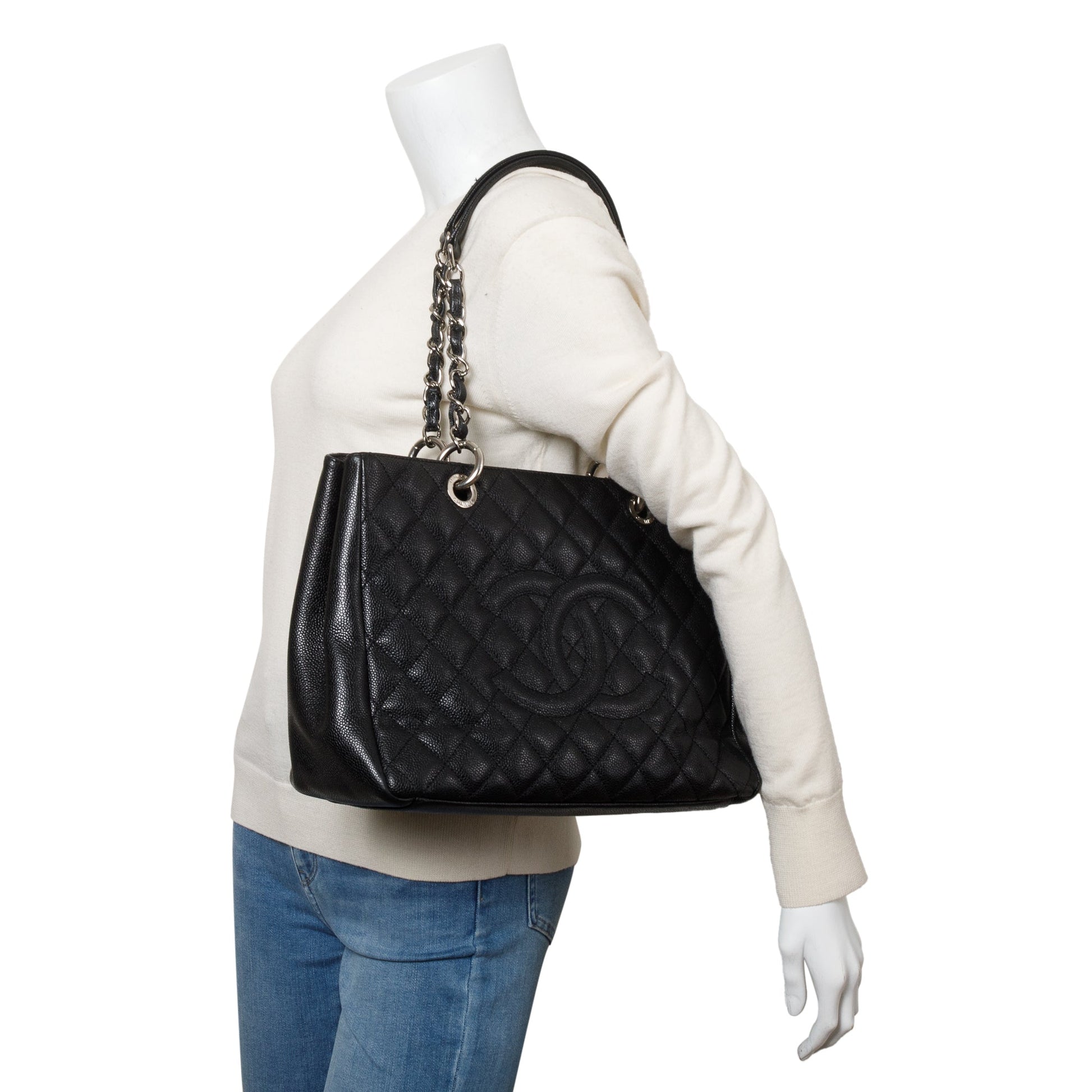 Chanel Caviar Grand Shopping GST Leather Black Travel Bag 16