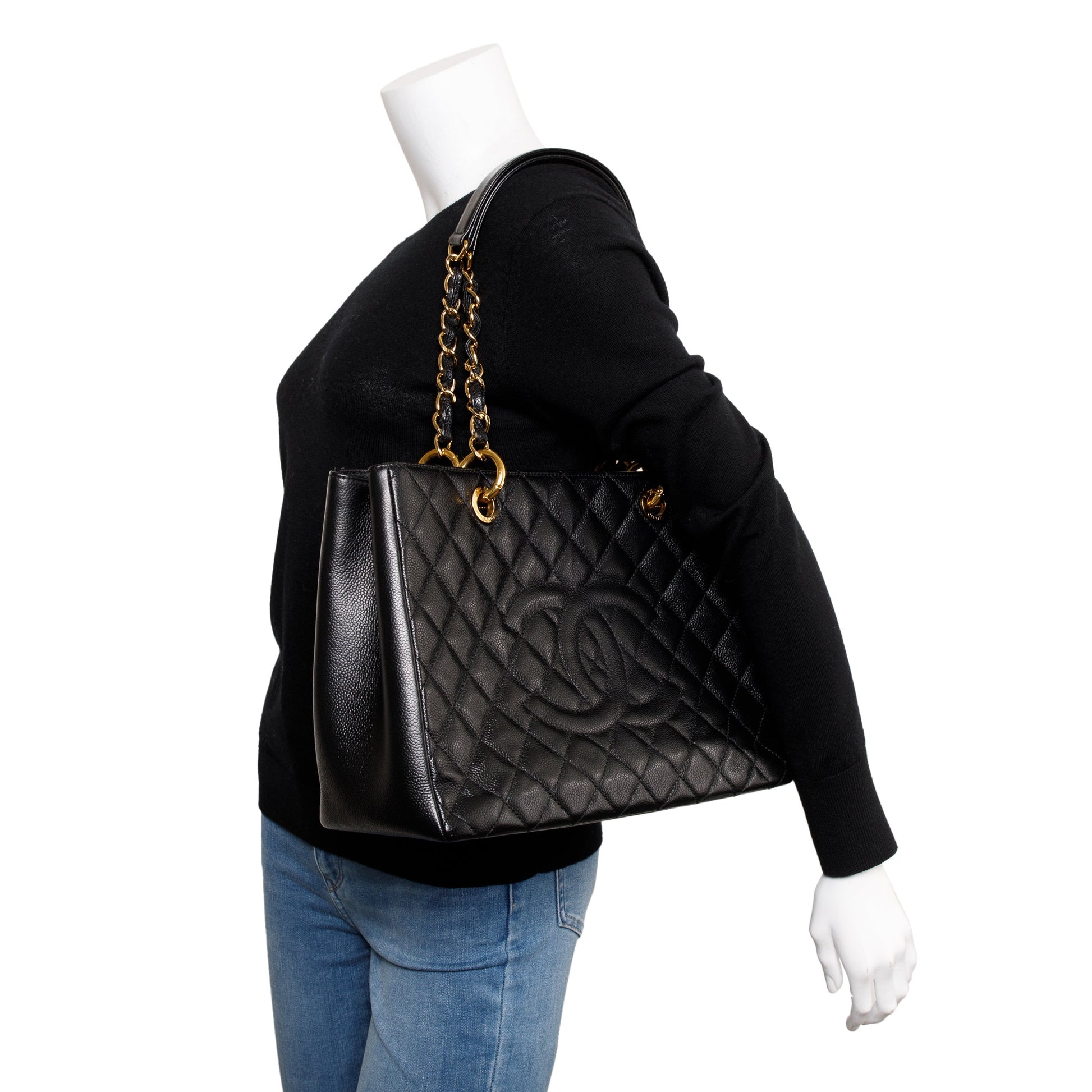 Chanel Caviar Grand Shopping GST Leather Black Travel Bag 12