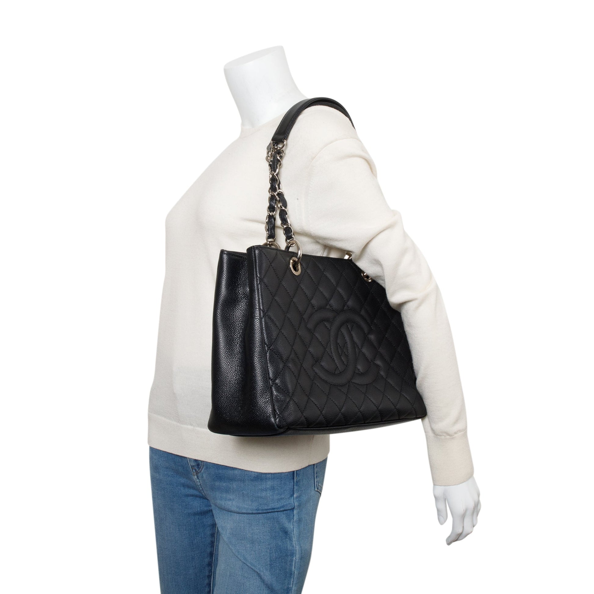 Chanel Caviar Grand Shopping GST Leather Black Travel Bag 14