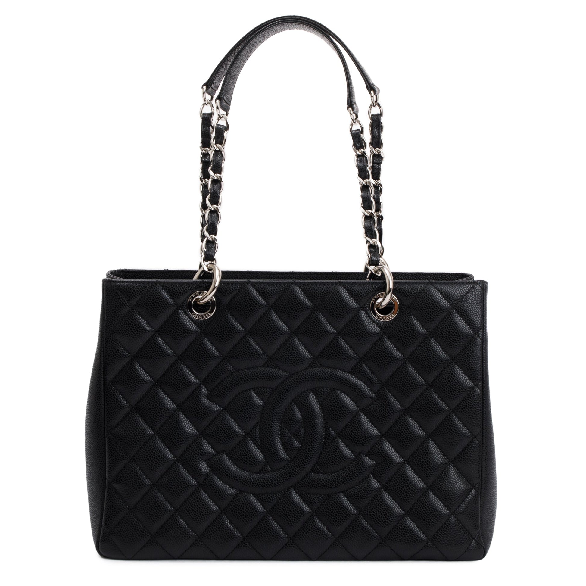 Chanel Caviar Grand Shopping GST Leather Black Travel Bag Authentcity Card