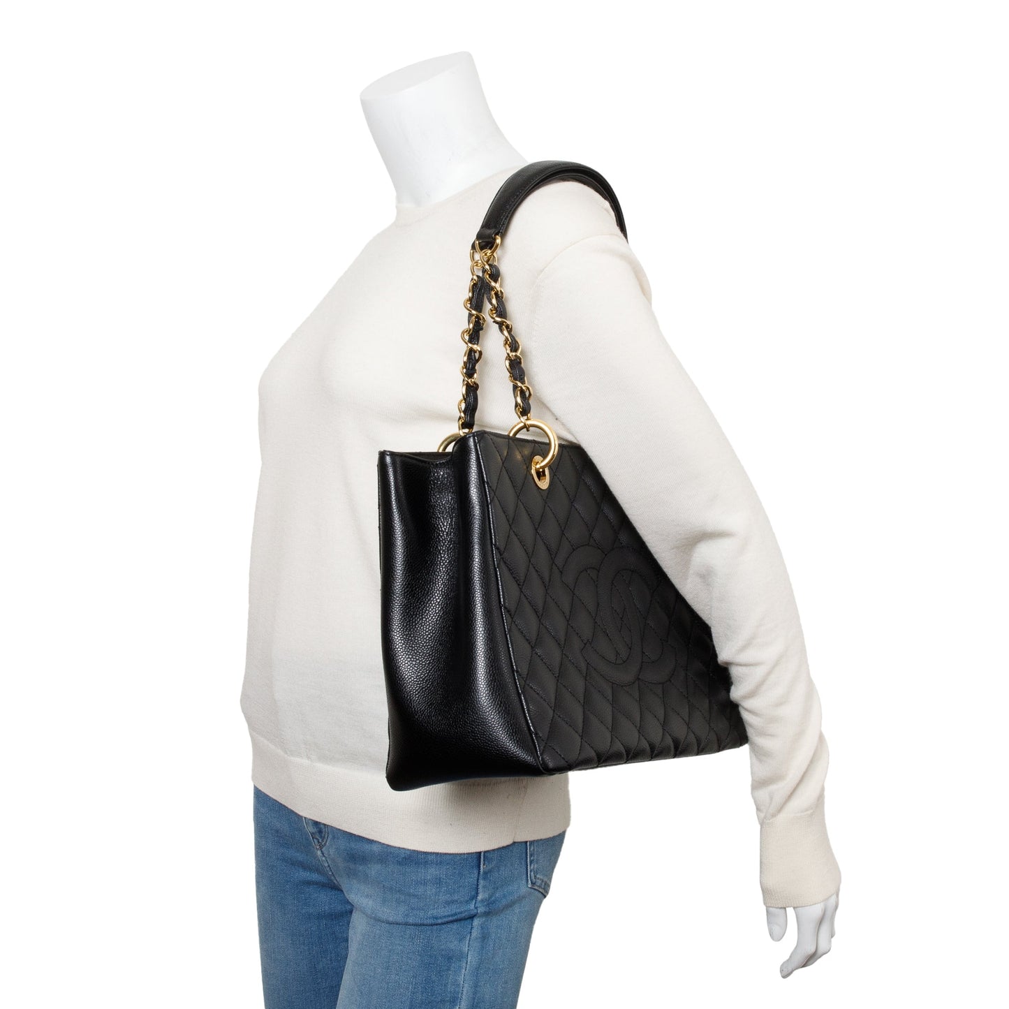 Chanel Caviar Grand Shopping GST Leather Black Travel Bag 13