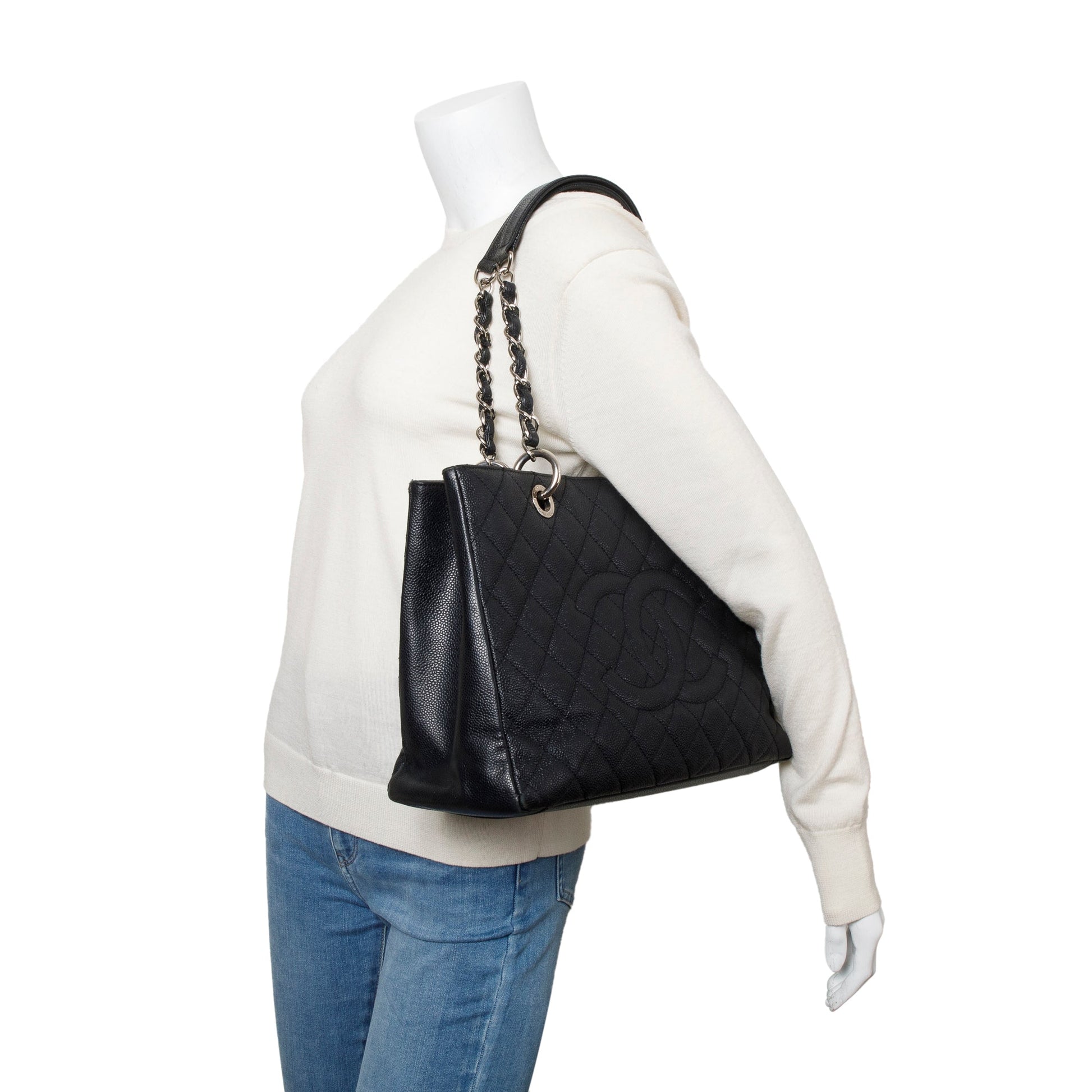 Chanel Caviar Grand Shopping GST Leather Black Travel Bag 19