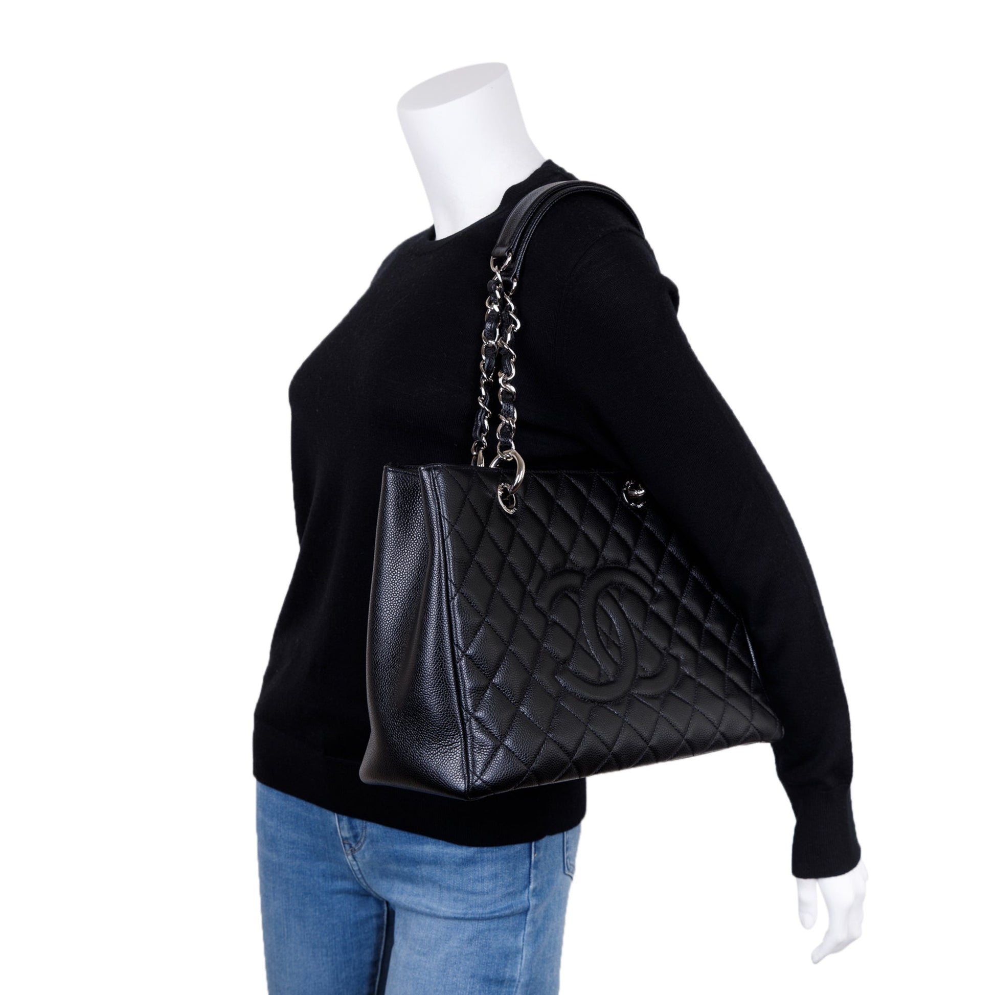 Chanel Caviar Grand Shopping GST Leather Black Travel Bag 10