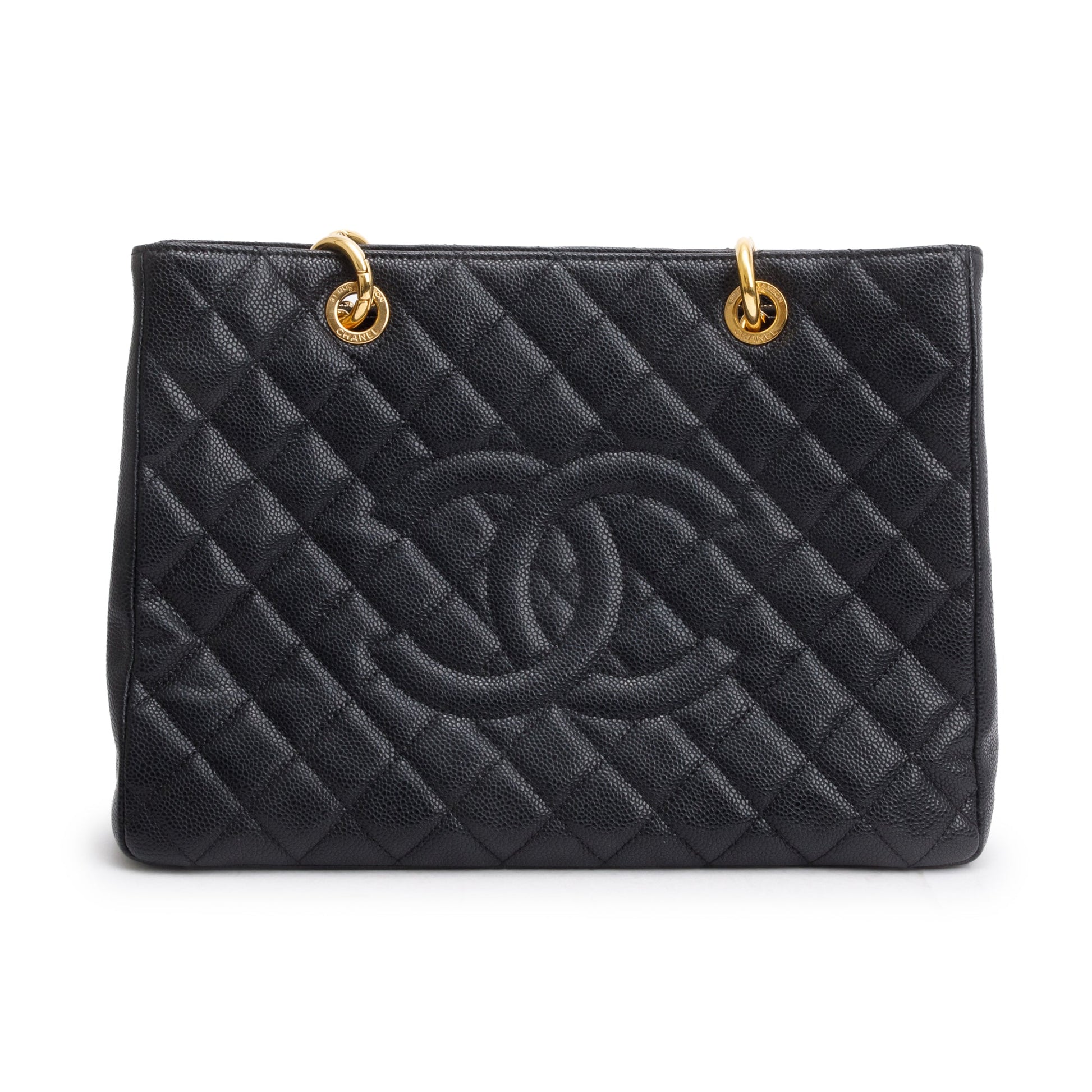 Chanel Caviar Grand Shopping GST Leather Black Travel Bag Card Receipt