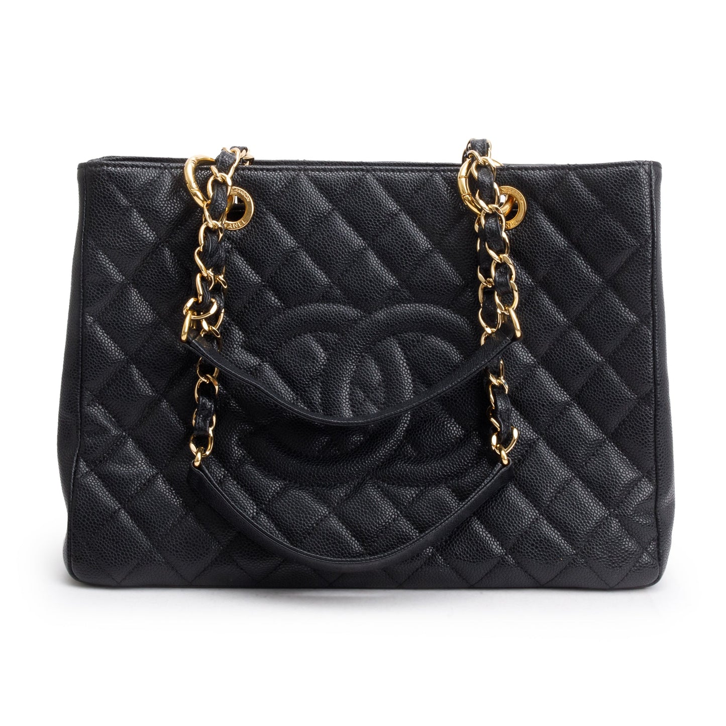 Chanel Caviar Grand Shopping GST Leather Black Travel Bag Card Receipt