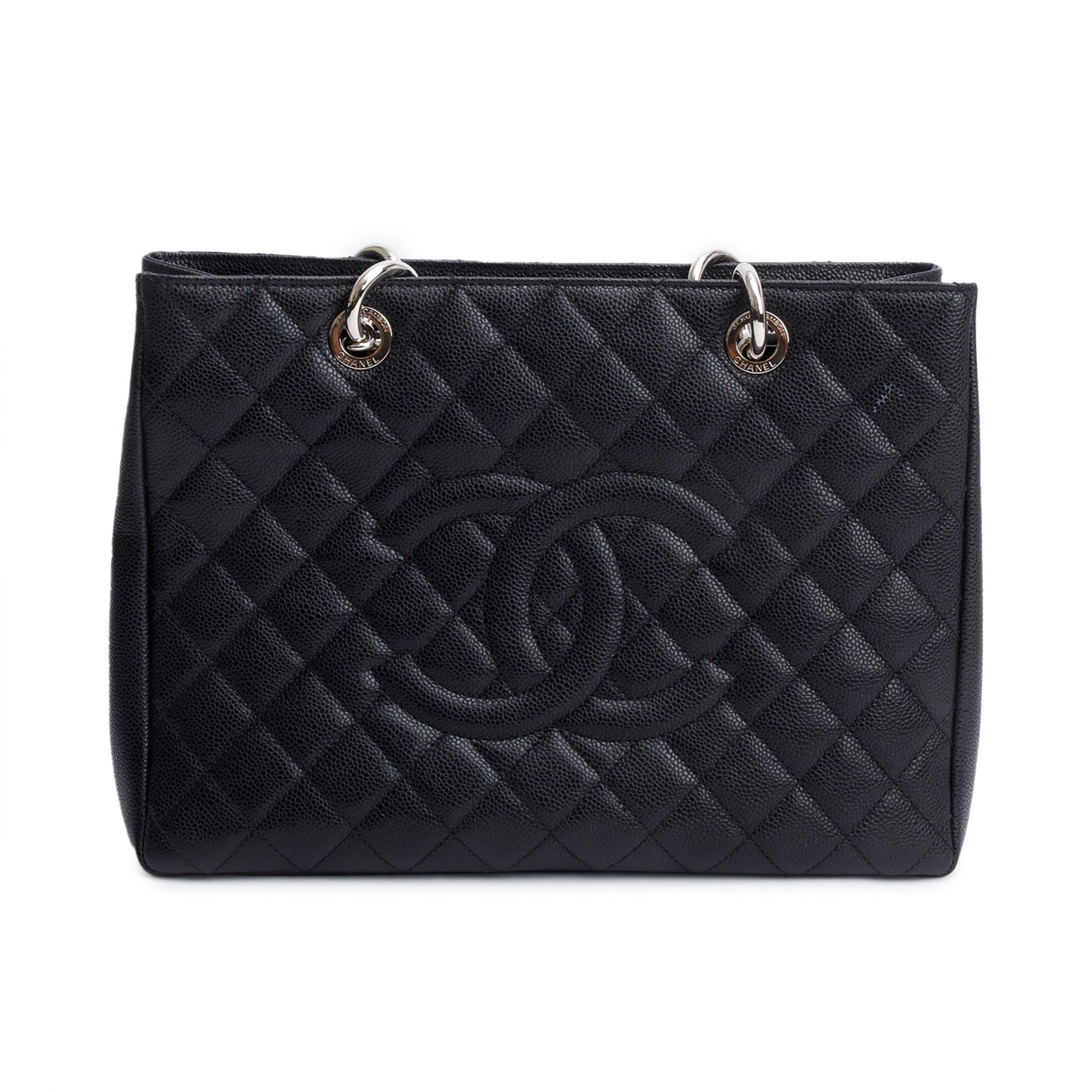 Chanel Caviar Grand Shopping GST Leather Black Travel Bag Card Reciept