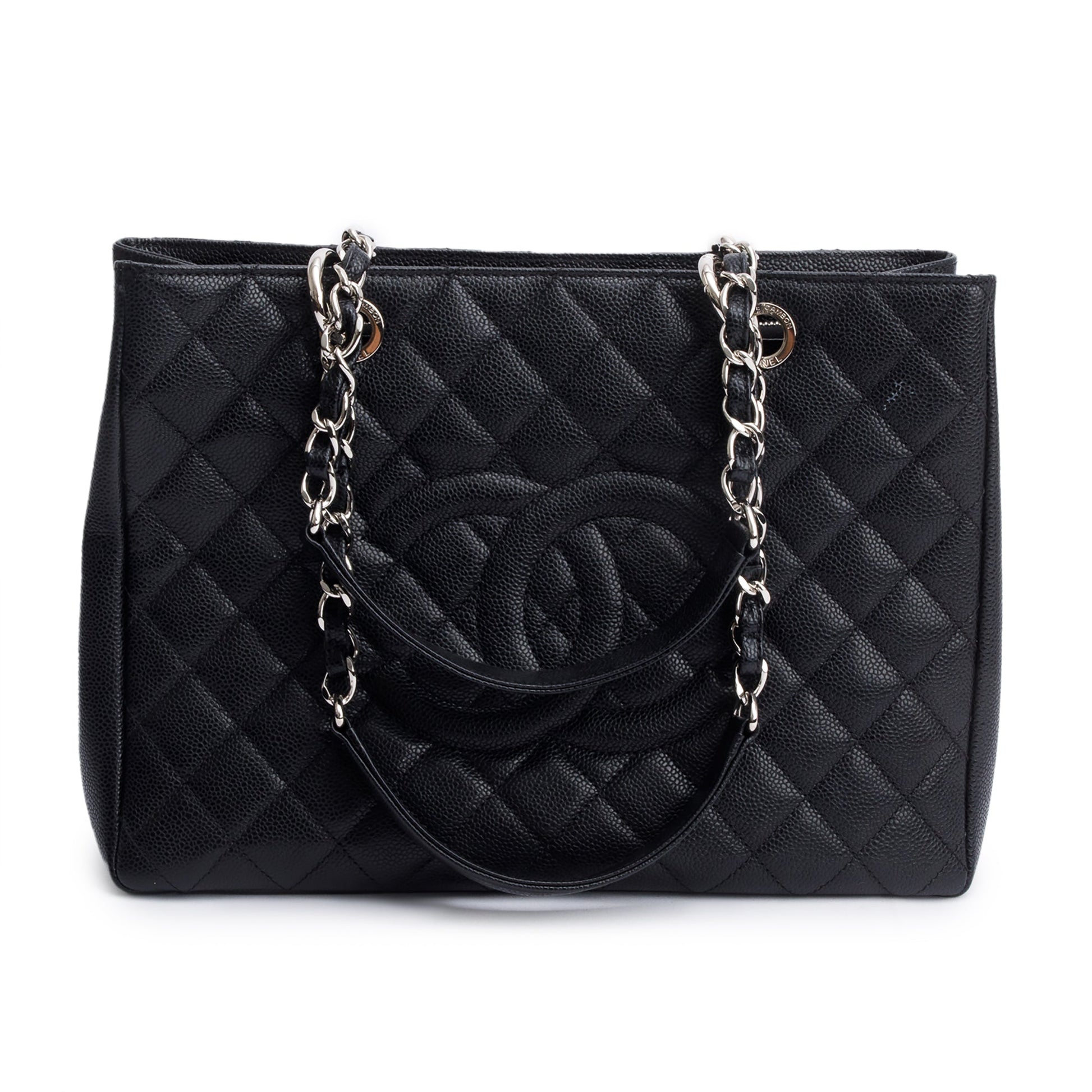 Chanel Caviar Grand Shopping GST Leather Black Travel Bag Card Reciept