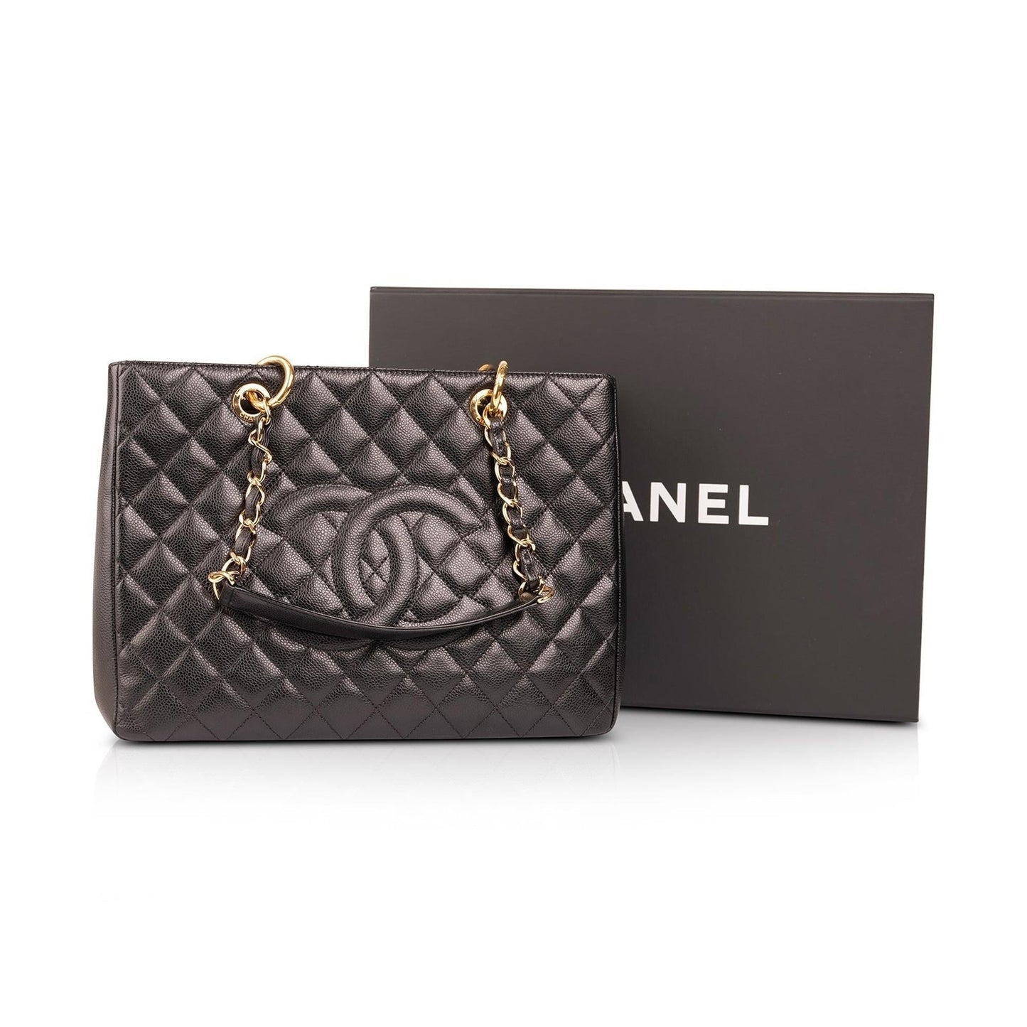 Chanel Caviar Grand Shopping GST Leather Black Travel Bag Authenticity Card