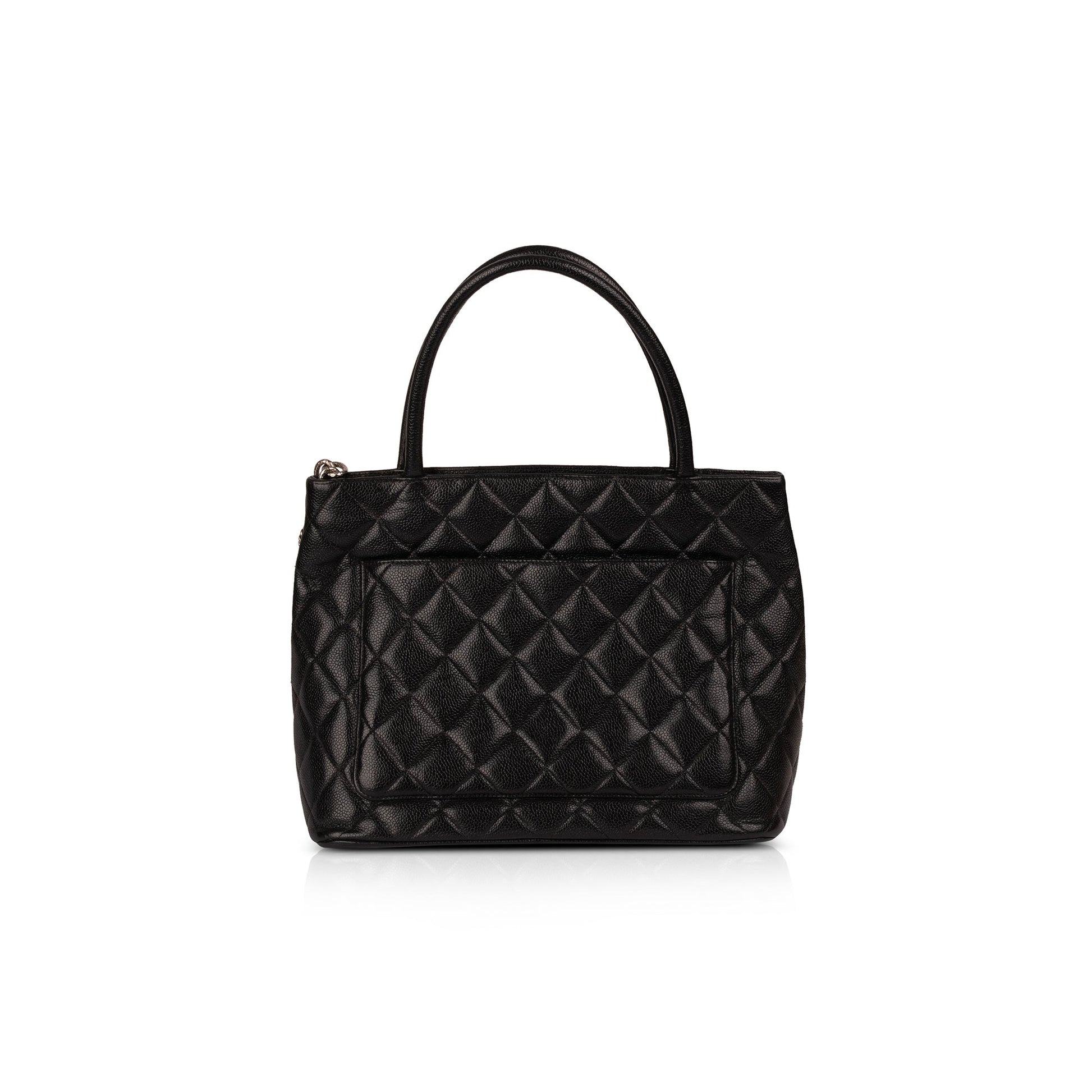 Chanel Caviar Medallion Leather Black Travel Bag