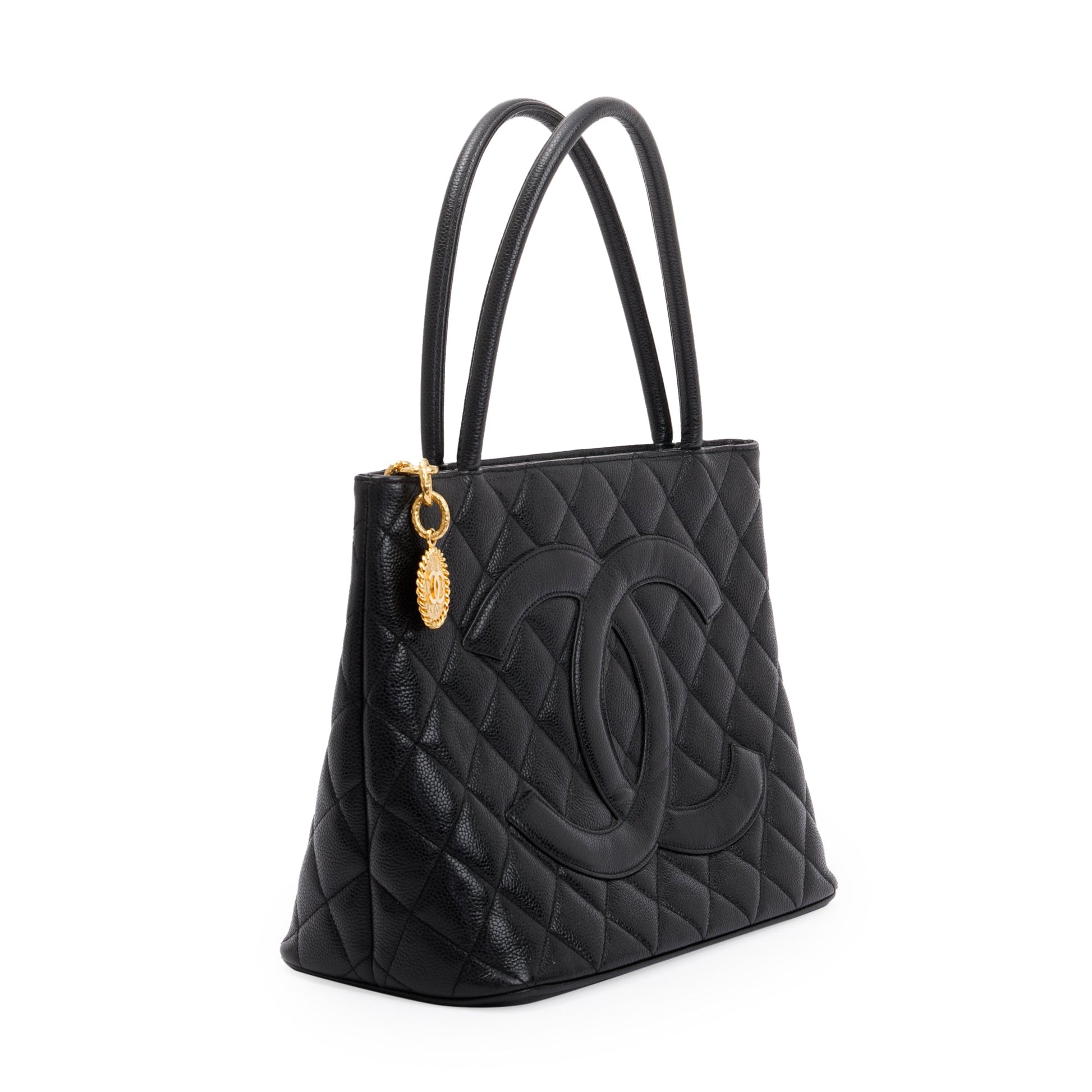 Chanel Caviar Medallion Leather Black Travel Bag Authenticity Card