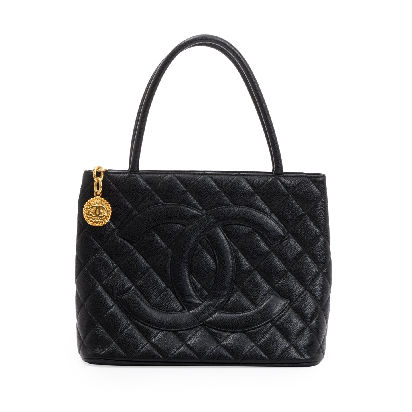 Chanel Caviar Medallion Leather Black Travel Bag Authenticity Card